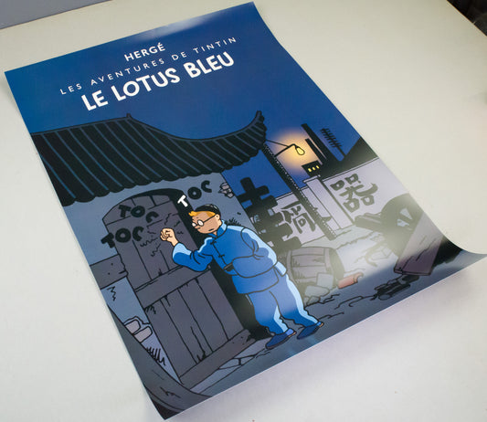 Rare Ltd Moulinsart Poster - Edition Noir - The Blue Lotus Colourised 22041 60x80cm Herge