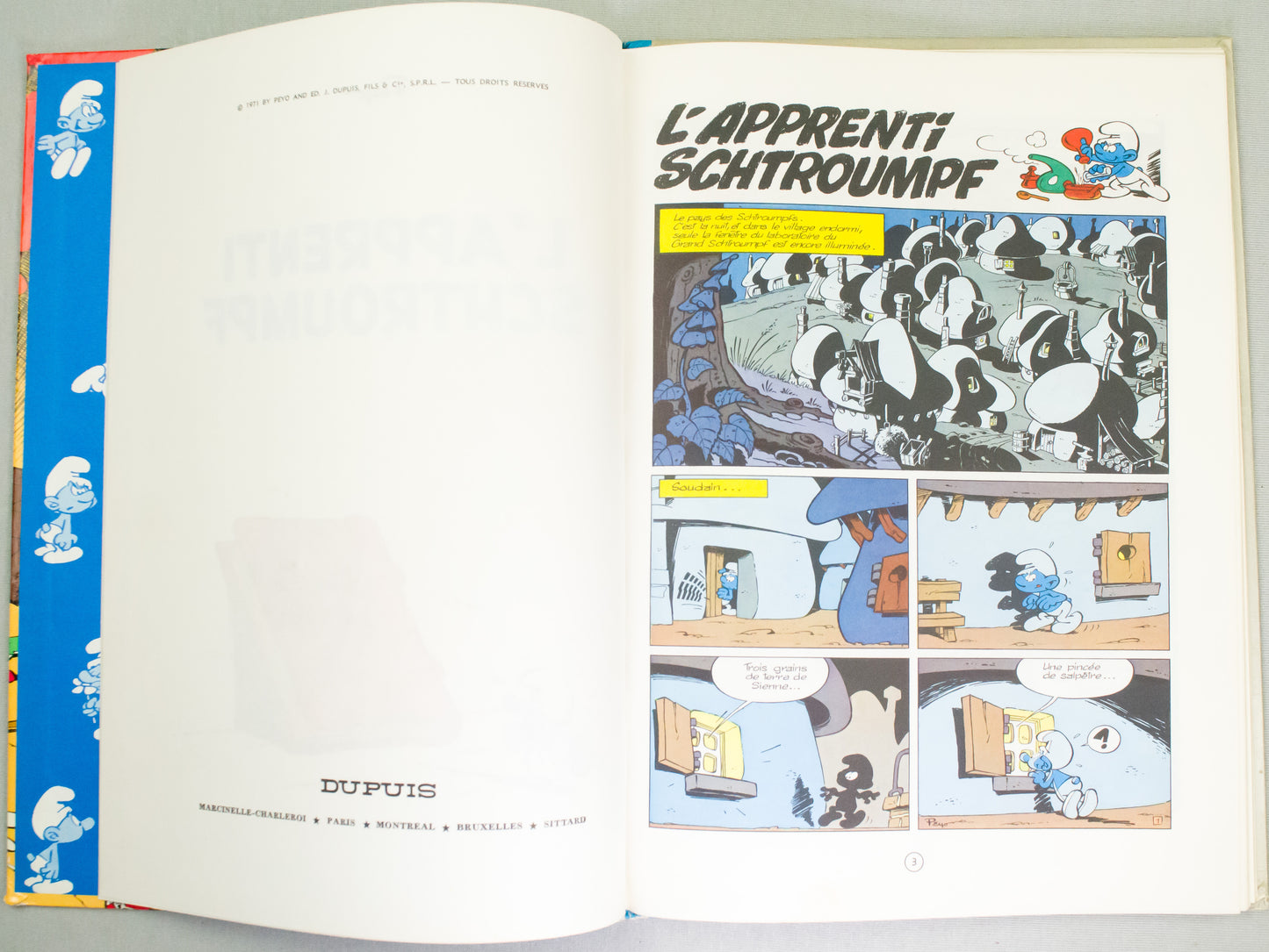 L'apprenti Schtroumf (Smurfs Apprentice) Dupis 1971 French HB 1st Edition