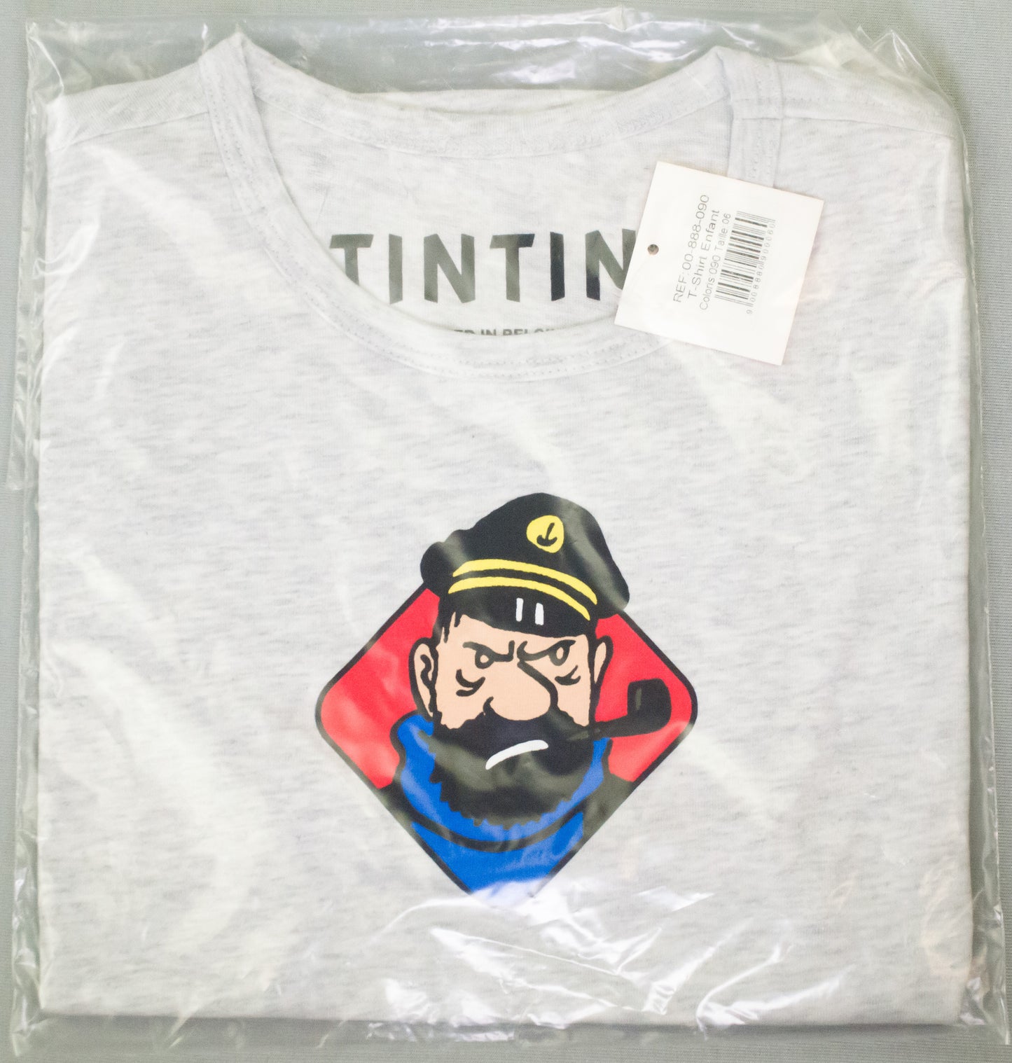 Moulinsart "Haddock Insults" Kids T-Shirt: Light Grey/Colour Cotton T Shirt 2 - 12 years ML Hergé