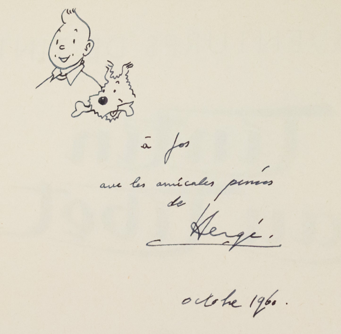Tintin au Tibet: Casterman 1960 1st Edition HB Dedication & signed by Herge EO