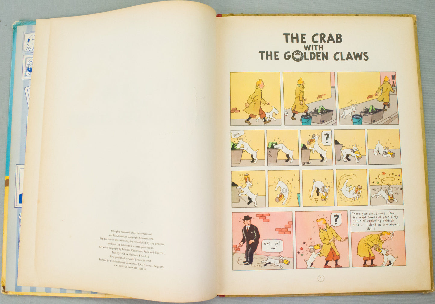 Crab with the Golden Claws - Methuen 1958 1st Edition UK Hardback Rare Tintin book Herge EO