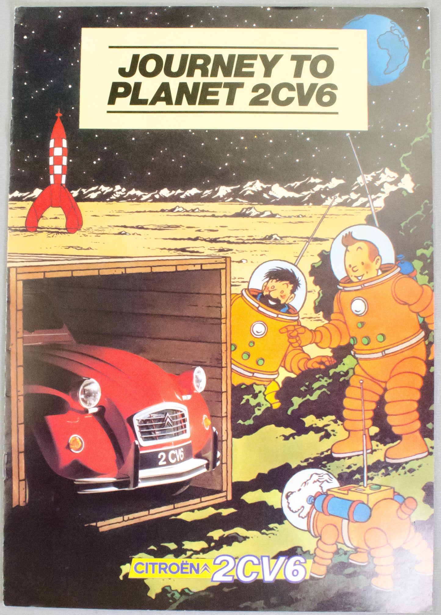 Rare 1984 Citroen Tintin Car Brochure: Journey to Planet 2CV6 by Herge Comic