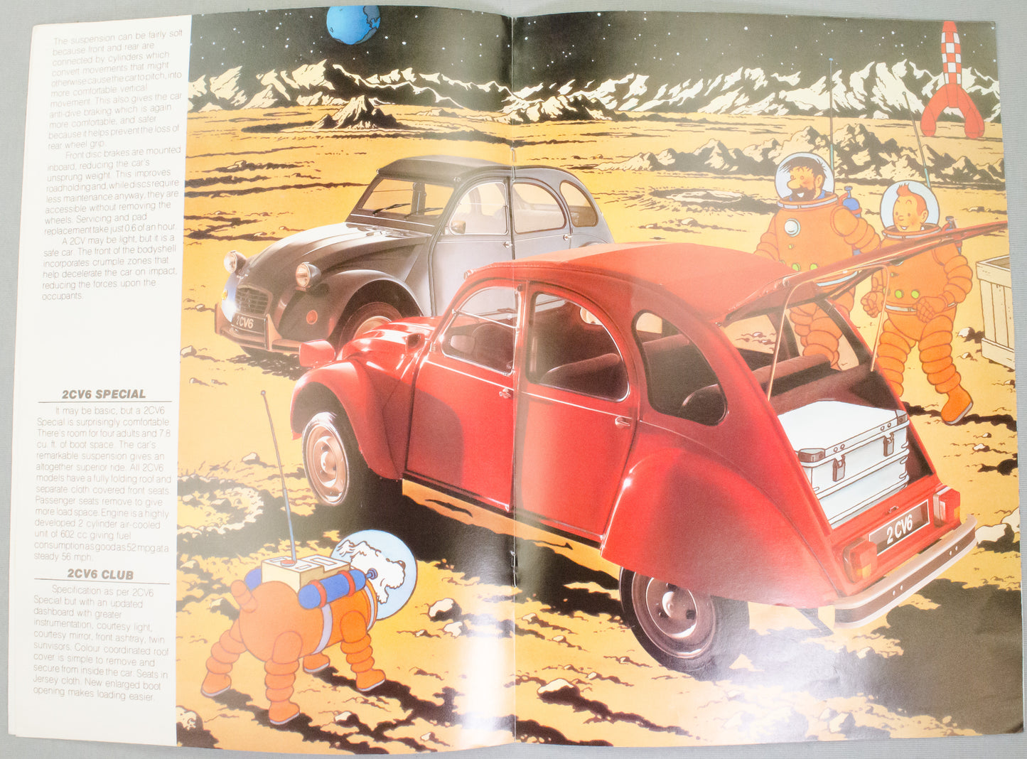 Rare 1984 Citroen Tintin Car Brochure: Journey to Planet 2CV6 by Herge Comic
