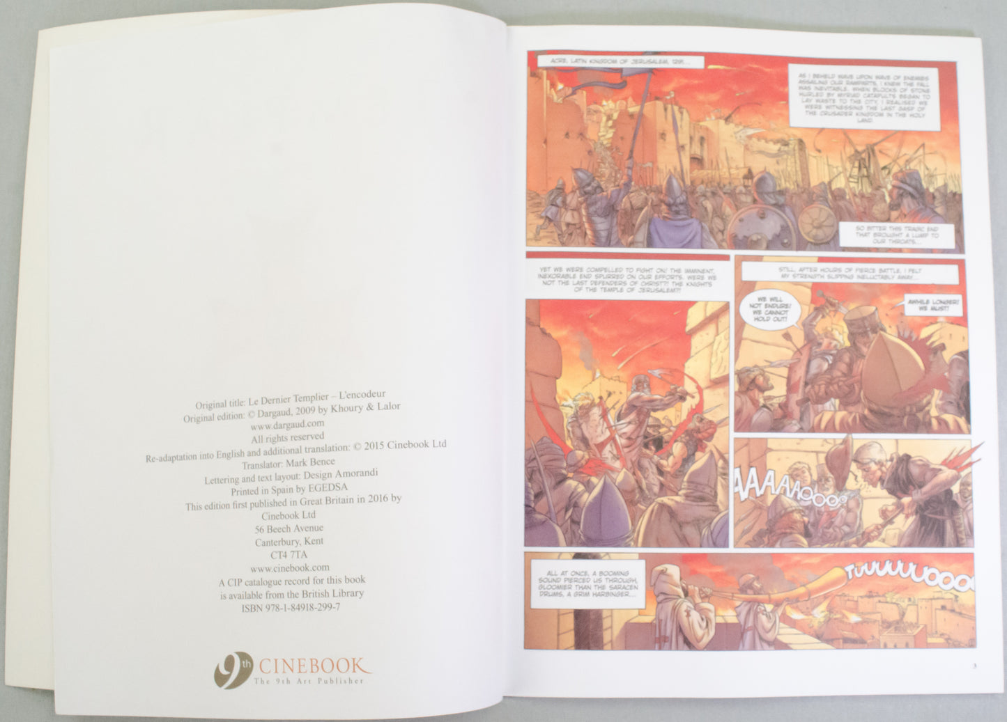 The Last Templar Volume 1 "The Encoder" - UK Cinebook Paperback Edition