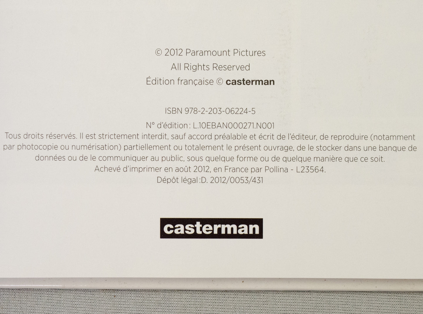Les Adventures de Tintin Cinéalbum - 2012 Casterman/Paramount Pictures HB 1st Edition