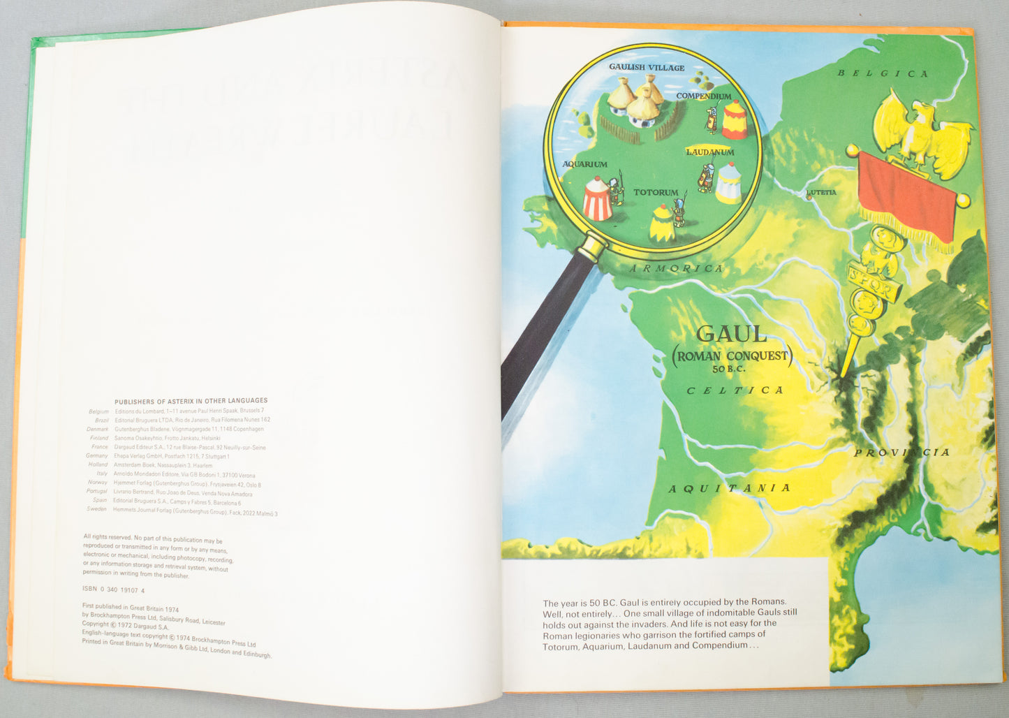 Asterix & the Laurel Wreath - 1974 Brockhampton 1st UK Edition HB Book EO Uderzo