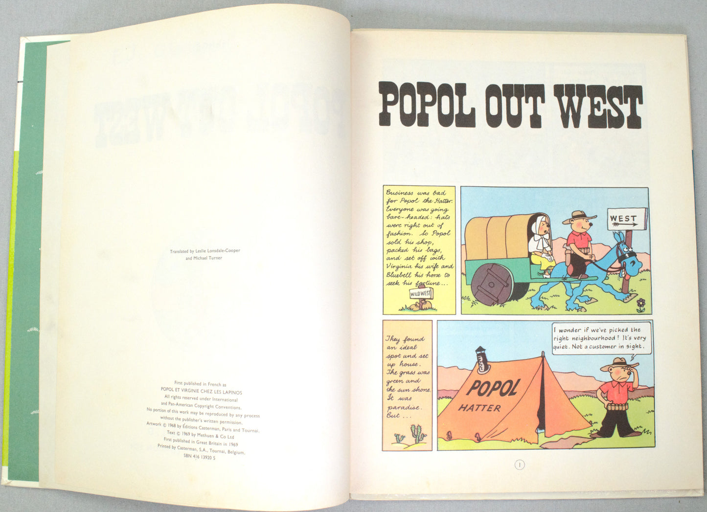 Popol Out West Methuen 1969 1st Hardback Edition Rare vintage Herge book EO Tintin