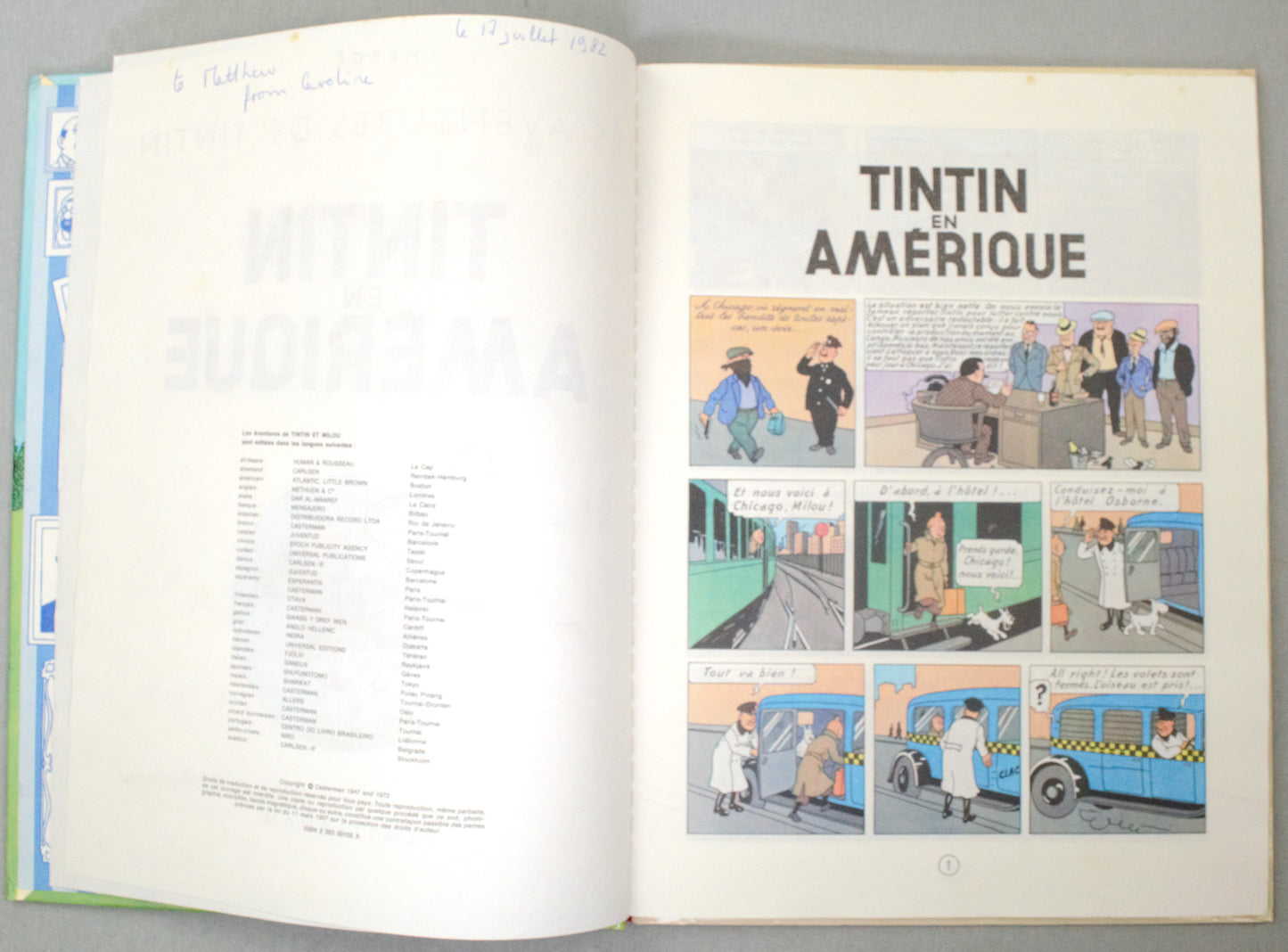 Tintin en Amerique Comic Book - Casterman 1981 French Hardback Edition Herge