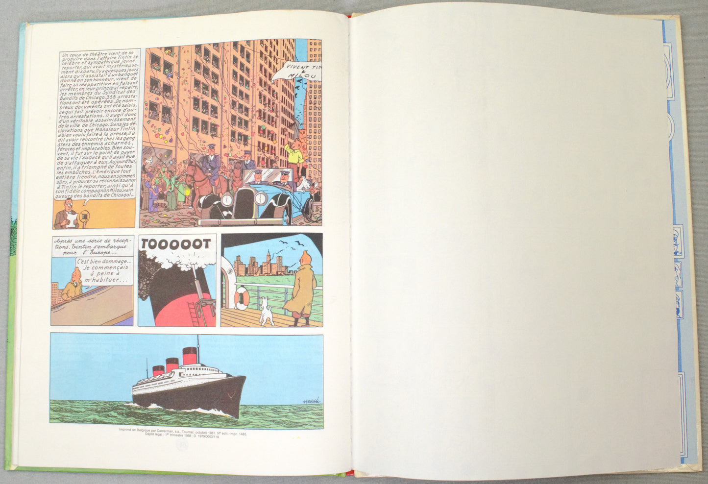 Tintin en Amerique Comic Book - Casterman 1981 French Hardback Edition Herge