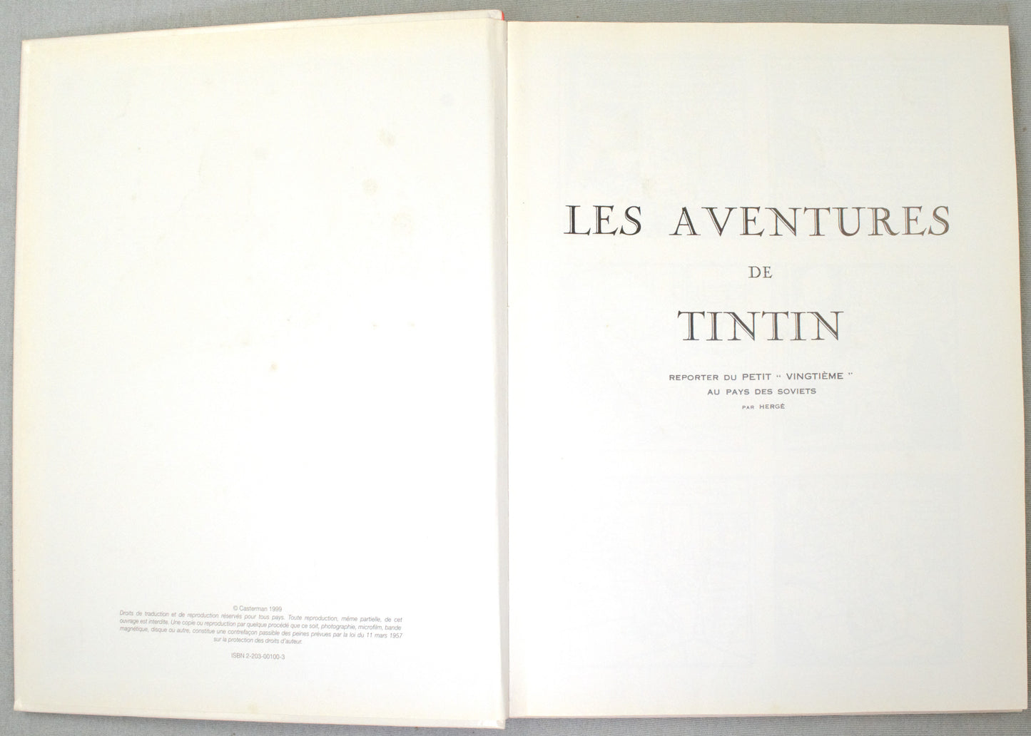 Tintin Au Pays Des Soviets Comic Book - 1999 Casterman French B&W Edition Herge