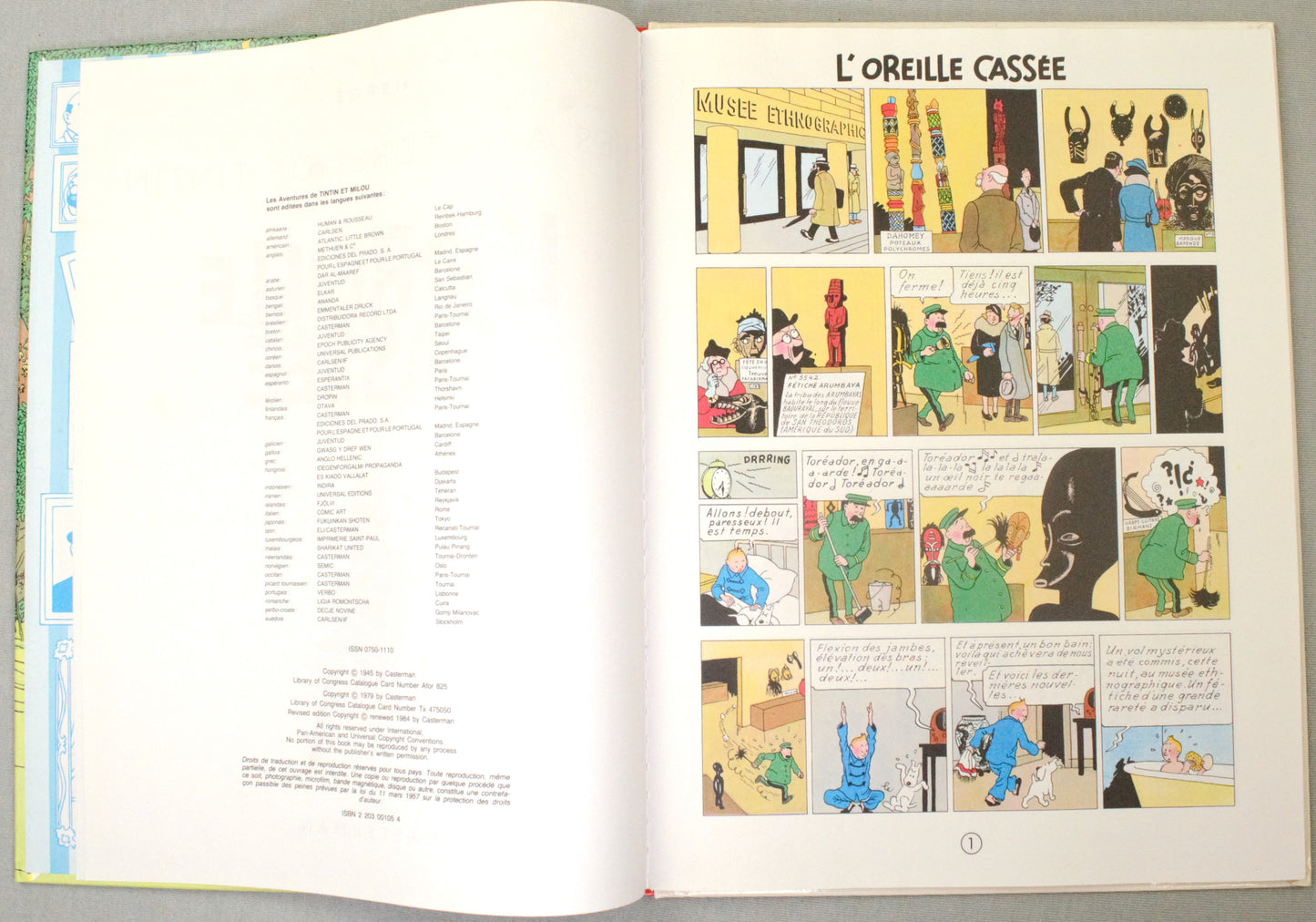 Tintin L'oreille Cassee Comic Book - Casterman 1984 French Hardback Edition Herge