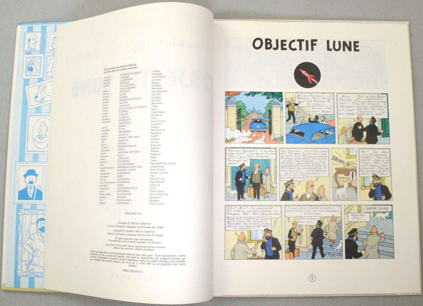 Tintin Objectif Lune Comic Book - Casterman 1981 French Hardback Edition Herge
