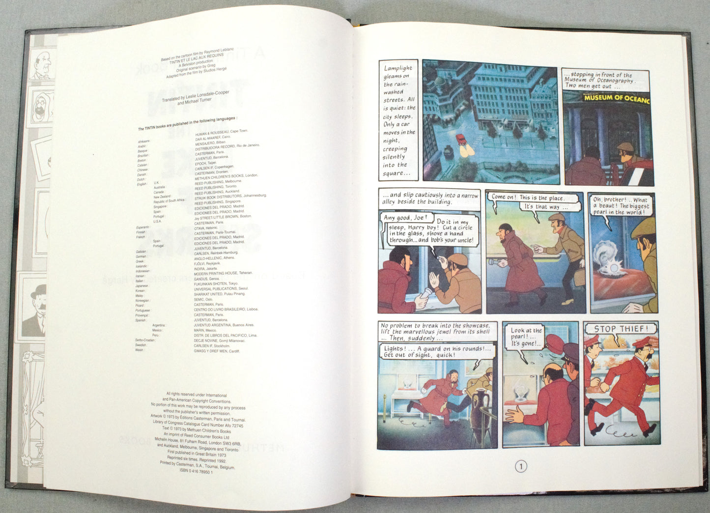 Tintin & the Lake of Sharks Early Vintage Comic Book - Methuen UK 1985 Edition HB Herge