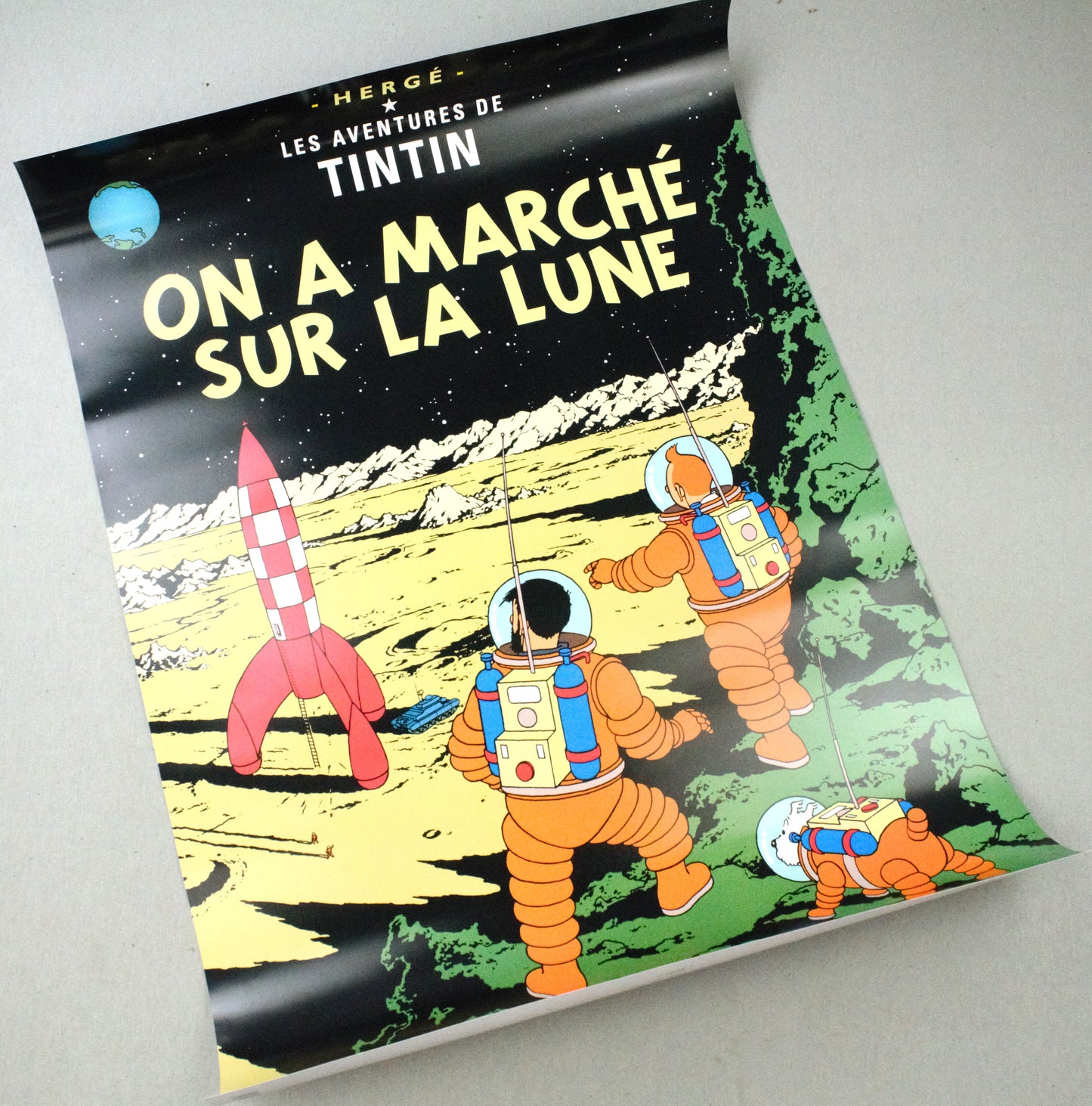 On A Marche Sur La Lune: Large Tintin Title Cover Poster by Moulinsart 50x70cm
