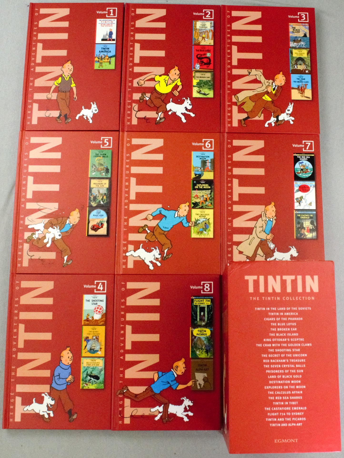 The Adventures of Tintin 8-Book Egmont Hardback Compact Collection Box Set by Herge