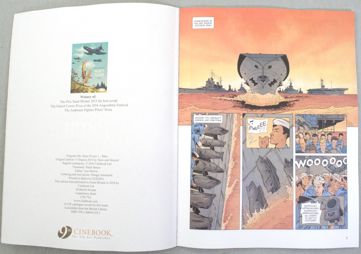 Bear's Tooth Volume 1: "Max" Cinebook Paperback UK Comic Book by Yann/Henriet
