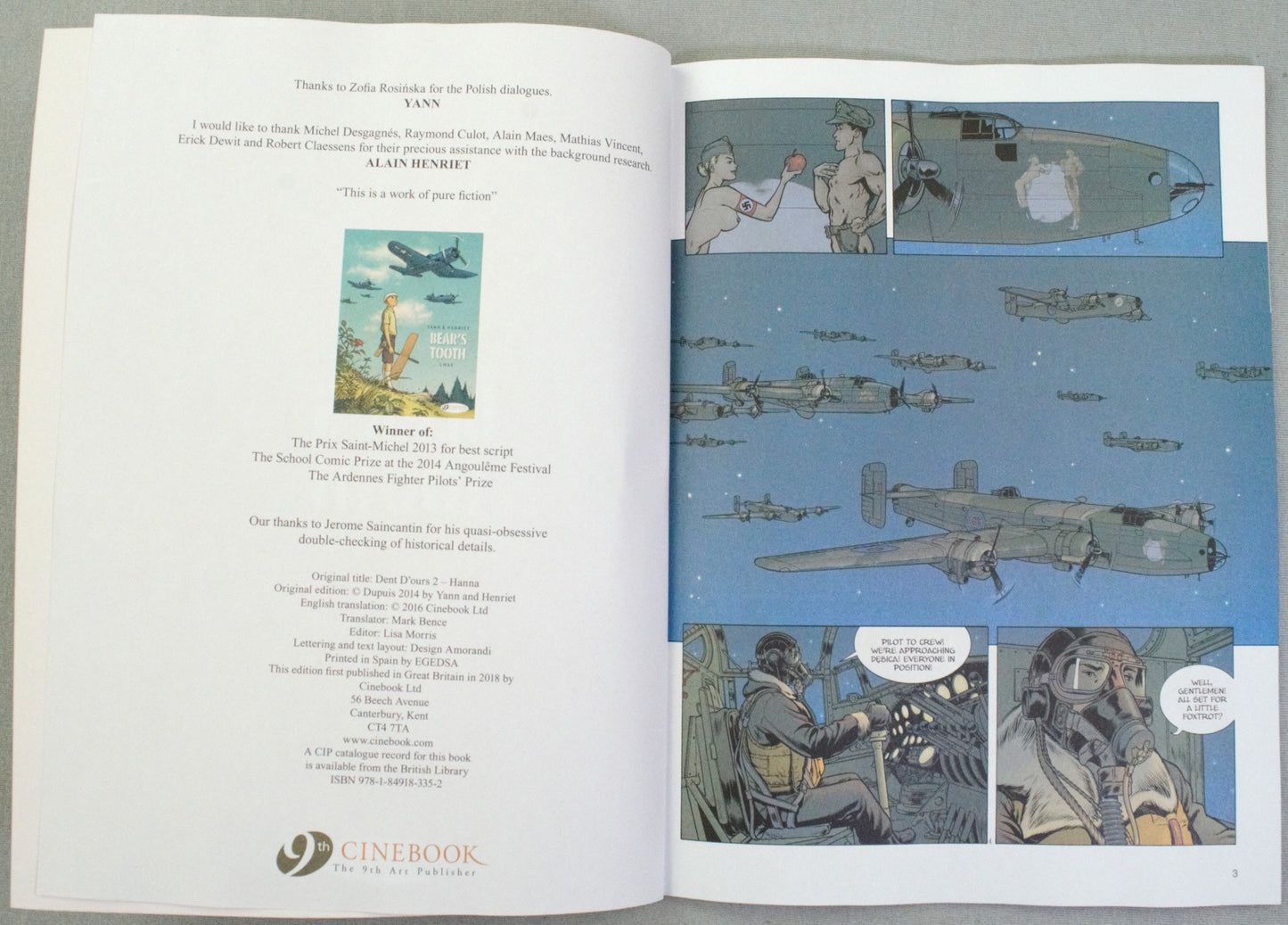 Bear's Tooth Volume 2: "Hanna" Cinebook Paperback UK Comic Book by Yann/Henriet