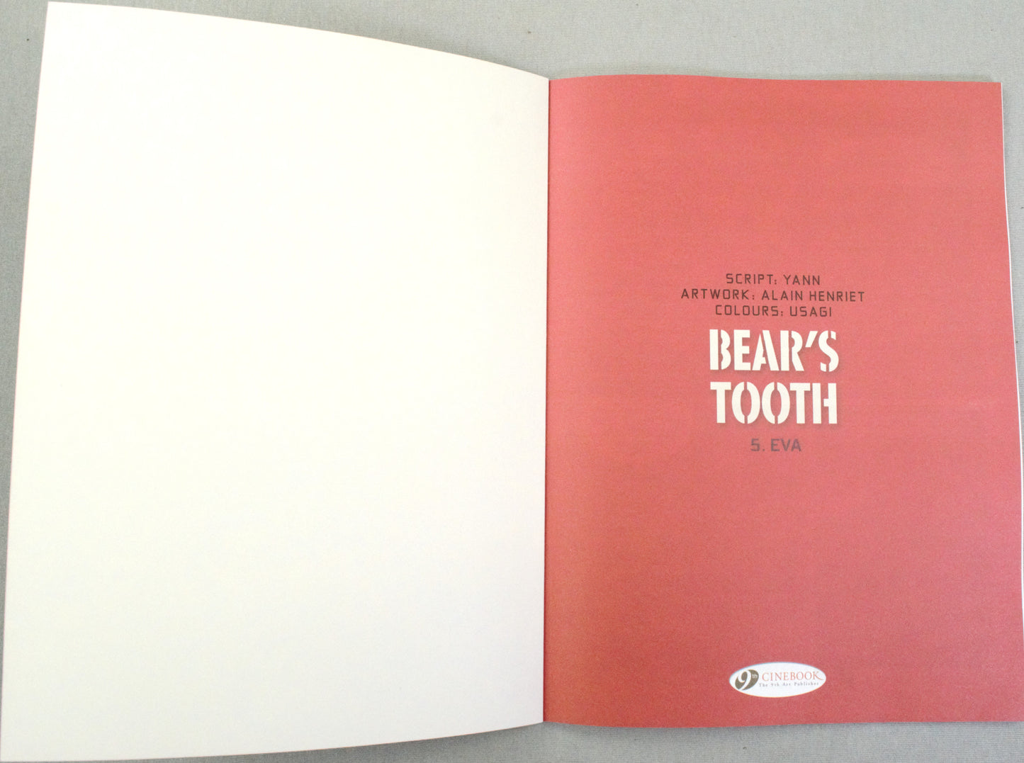 Bear's Tooth Volume 5: "Eva" Cinebook Paperback UK Comic Book by Yann/Henriet