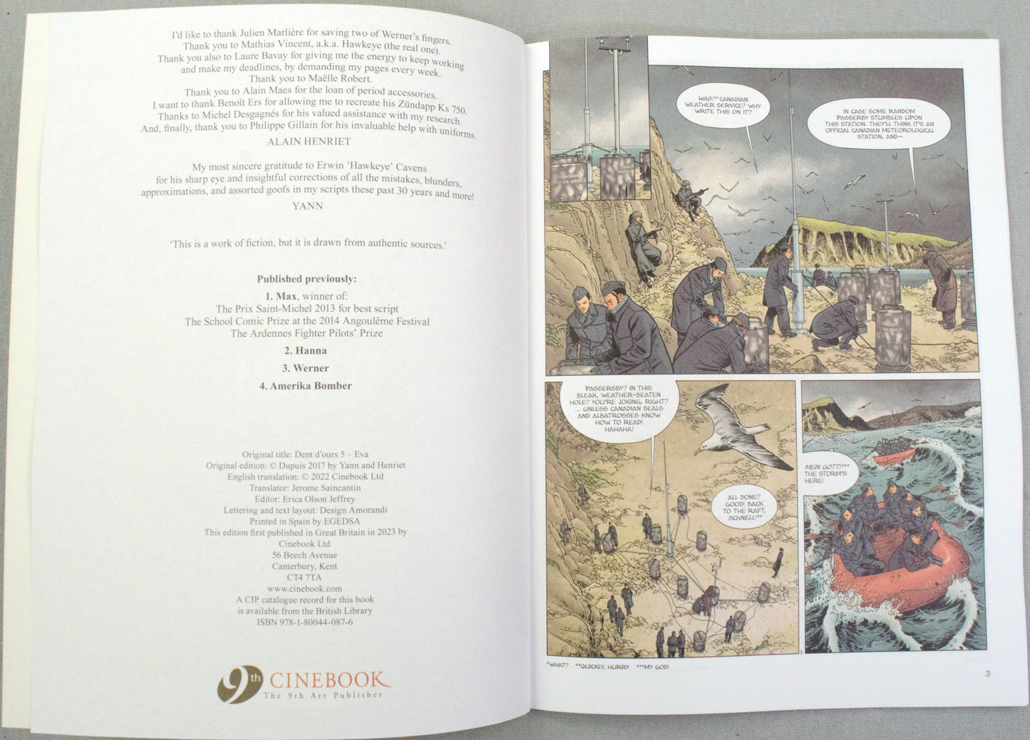 Bear's Tooth Volume 5: "Eva" Cinebook Paperback UK Comic Book by Yann/Henriet