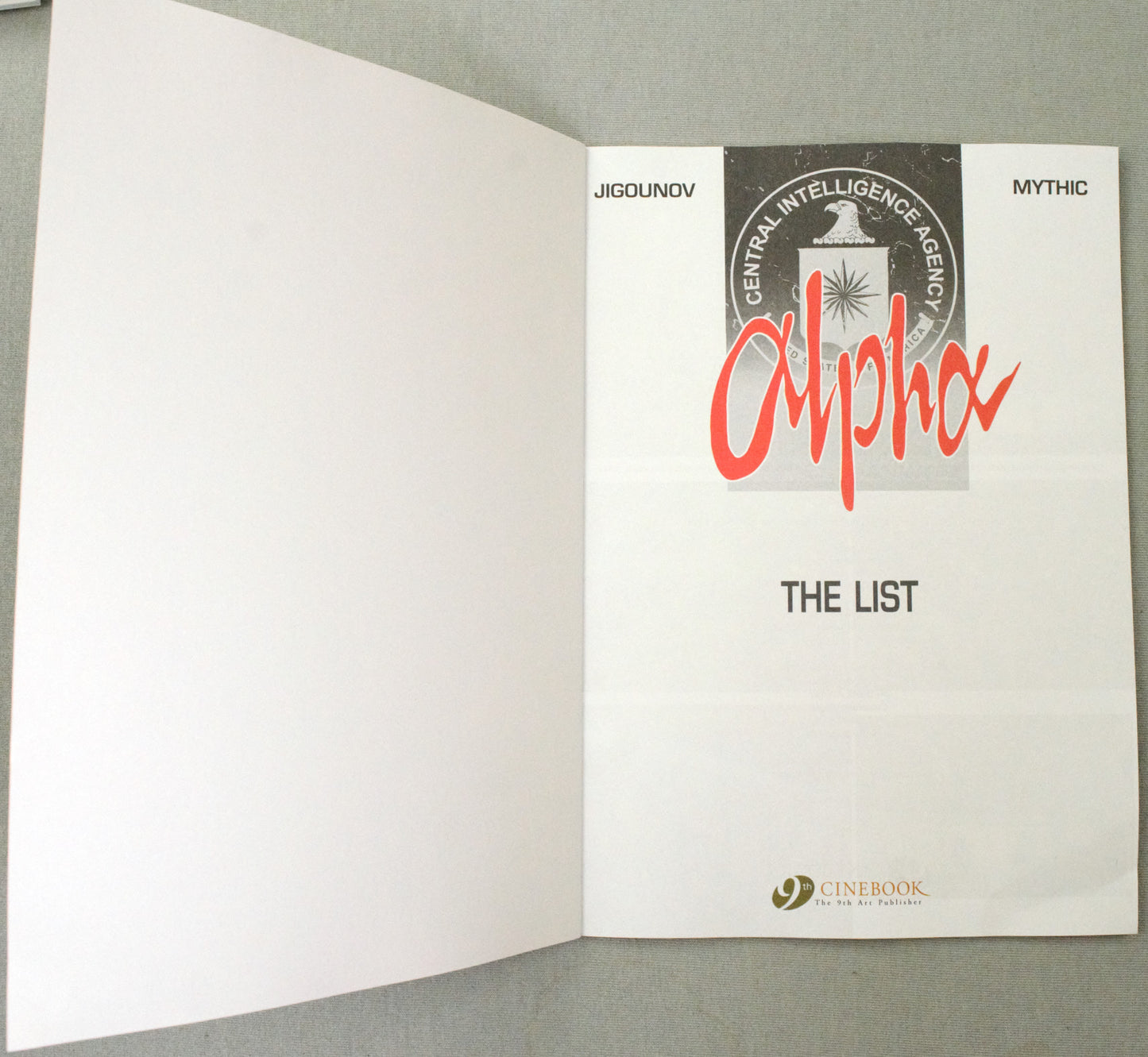 Alpha Volume 3: "The List" Cinebook Paperback UK Comic Book by Jigounov/Mythic