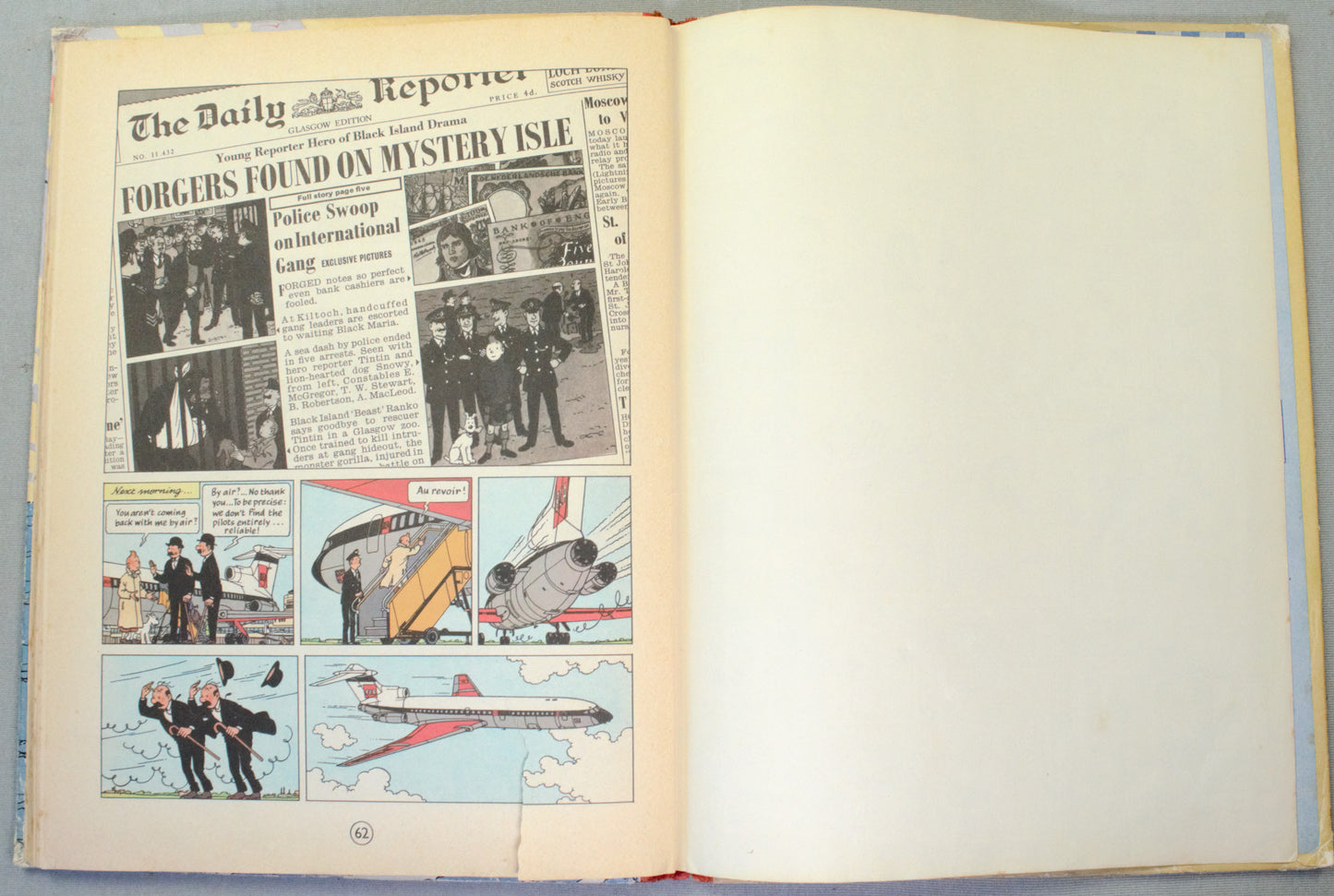 The Black Island: Methuen 1966 UK 1st Edition Hardback Tintin book by Herge EO