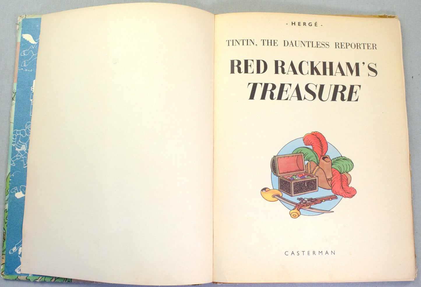 Red Rackhams Treasure: Rare 1952 Casterman 1st UK Medallion Edition HB Tintin Book EO