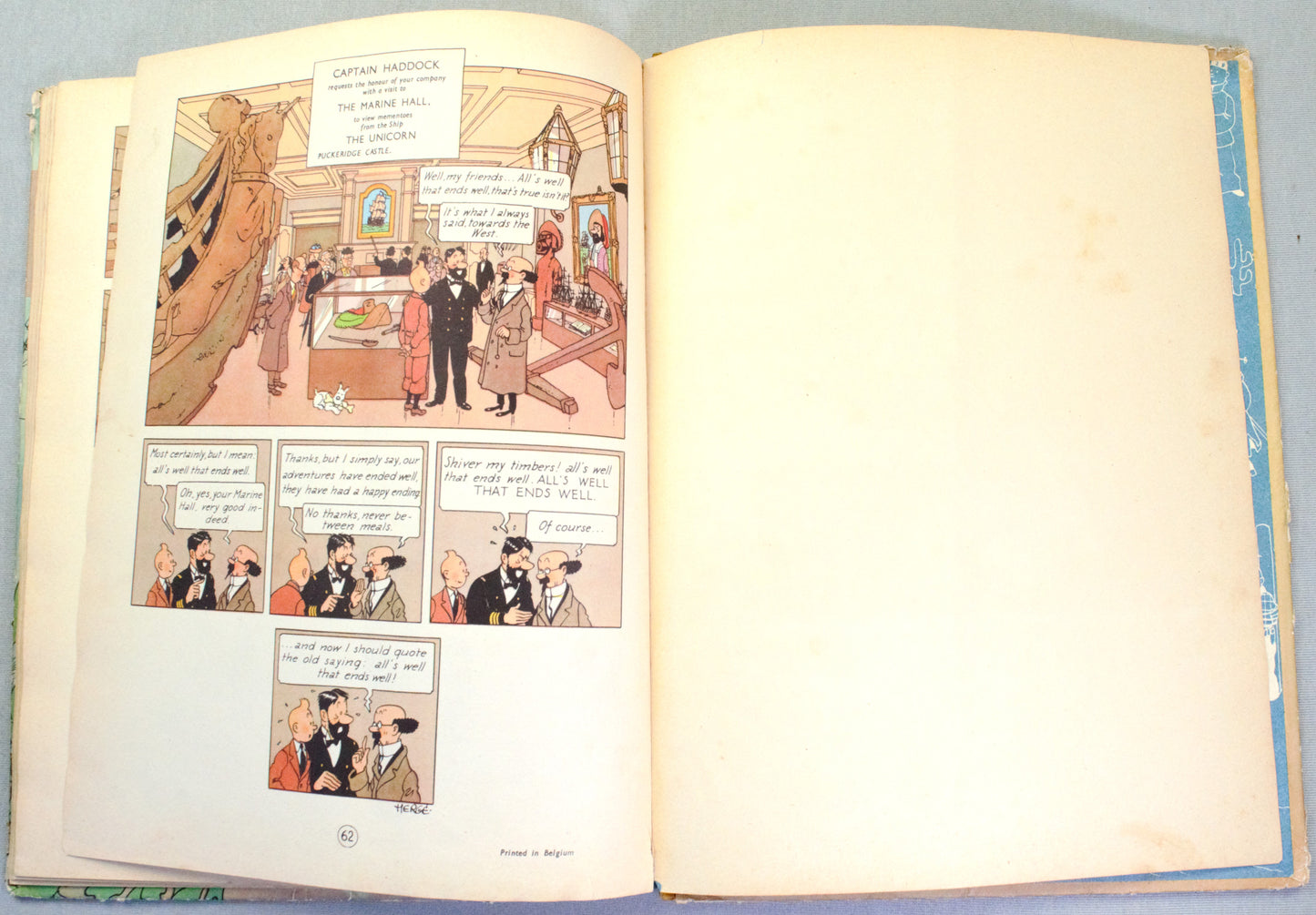 Red Rackhams Treasure: Rare 1952 Casterman 1st UK Medallion Edition HB Tintin Book EO