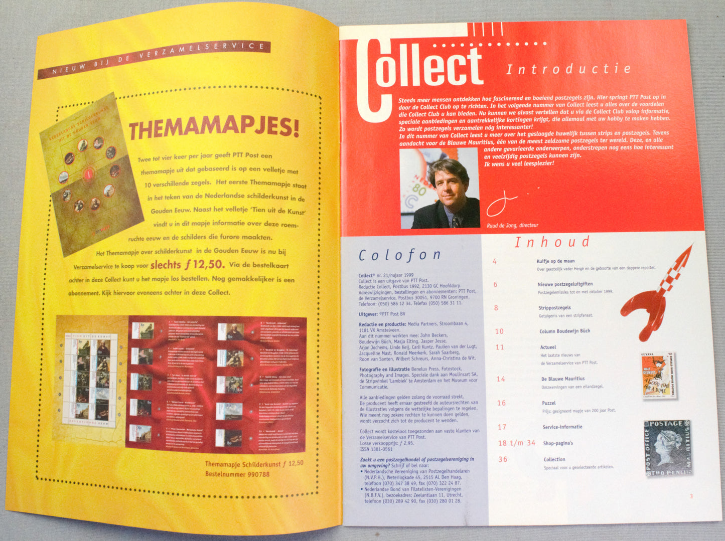 Collect 21 Van PPT Post Dutch Magazine Tintin Kuifje Jonge stripheld op de postzegel 1999 1st Edition EO