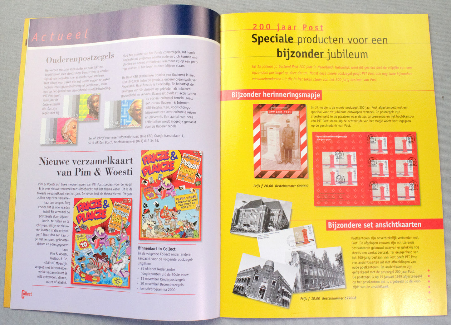 Collect 21 Van PPT Post Dutch Magazine Tintin Kuifje Jonge stripheld op de postzegel 1999 1st Edition EO