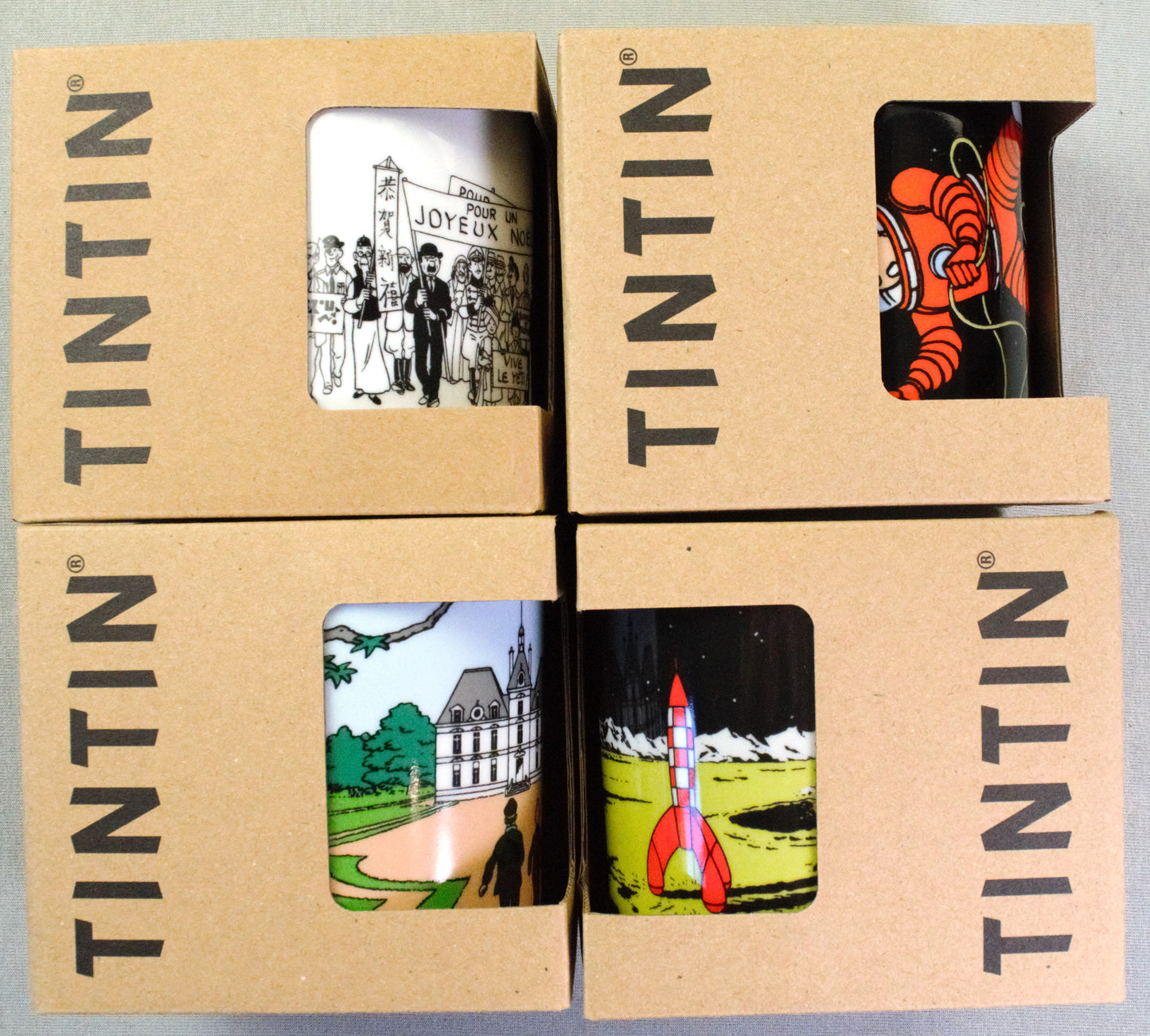 Moulinsart Tintin Scene Mugs x4 Moon/Mansion 2022 BUY INDIVIDUALLY Cups