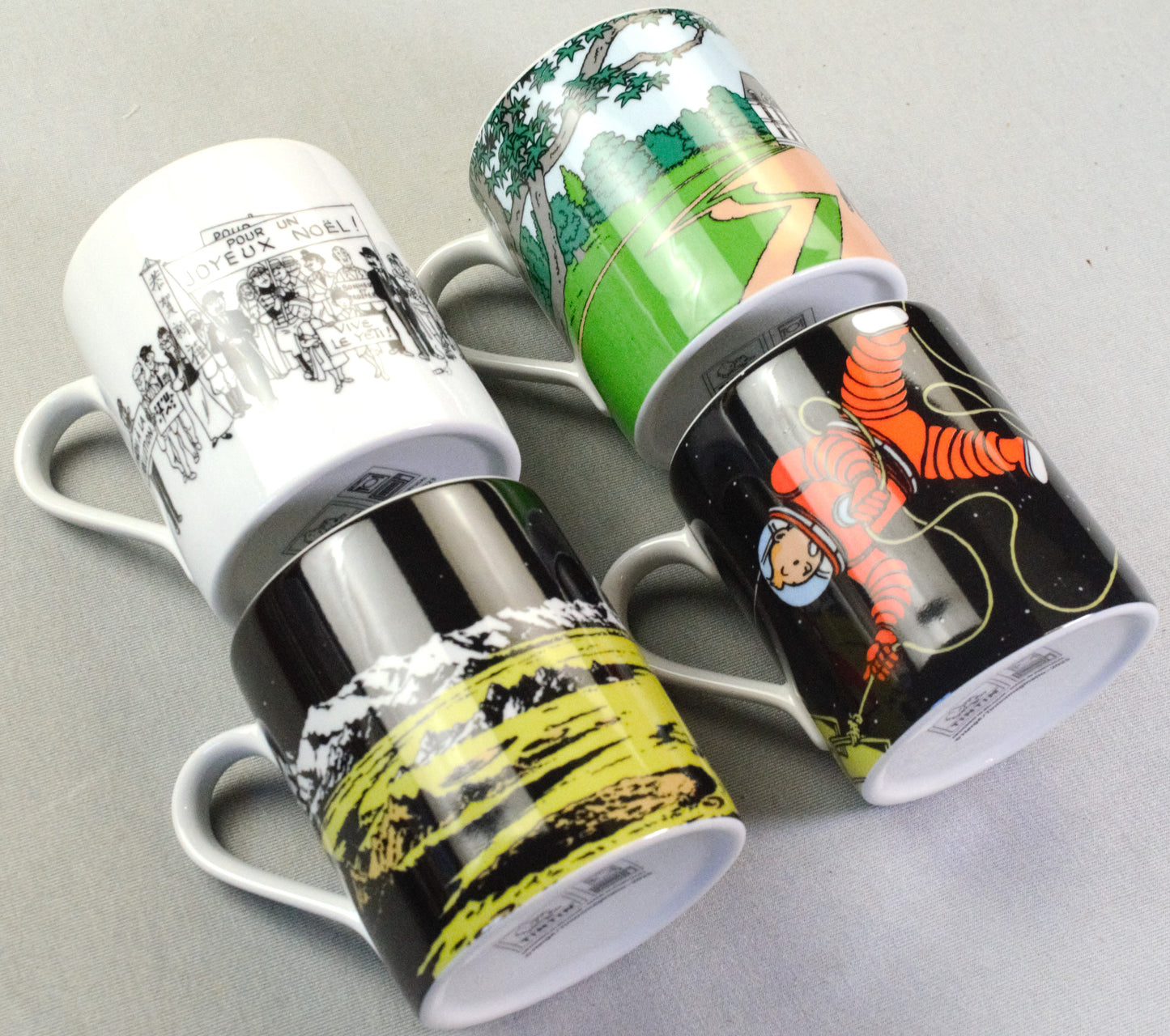 Moulinsart Tintin Scene Mugs x4 Moon/Mansion 2022 BUY INDIVIDUALLY Cups