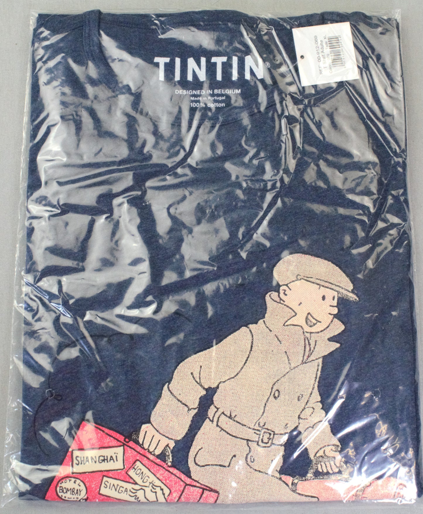 Moulinsart Tintin & Snowy Homecoming Adult T-Shirt: Navy Cotton T Shirt S - 3XL ML Hergé