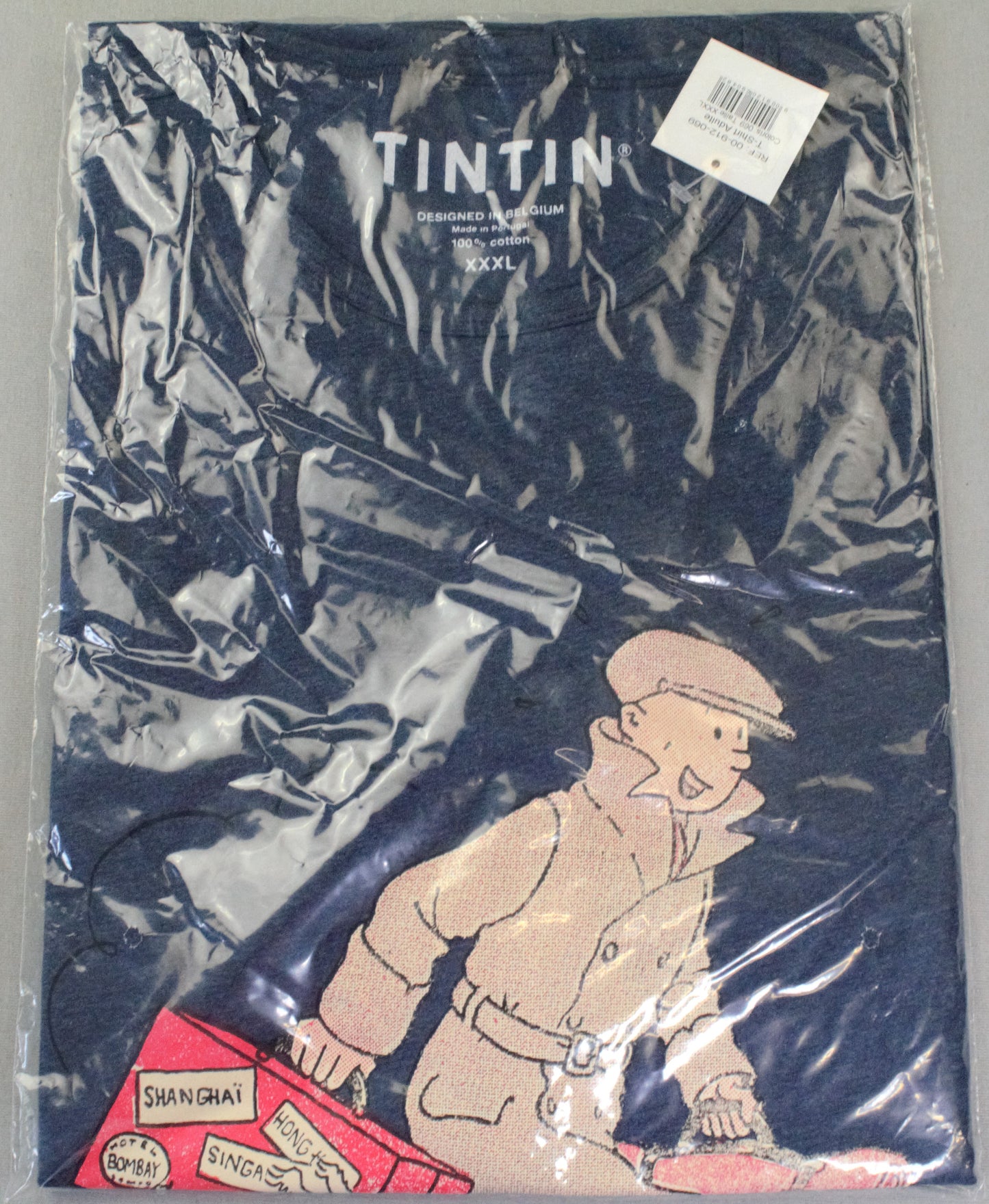 Moulinsart Tintin & Snowy Homecoming Adult T-Shirt: Navy Cotton T Shirt S - 3XL ML Hergé