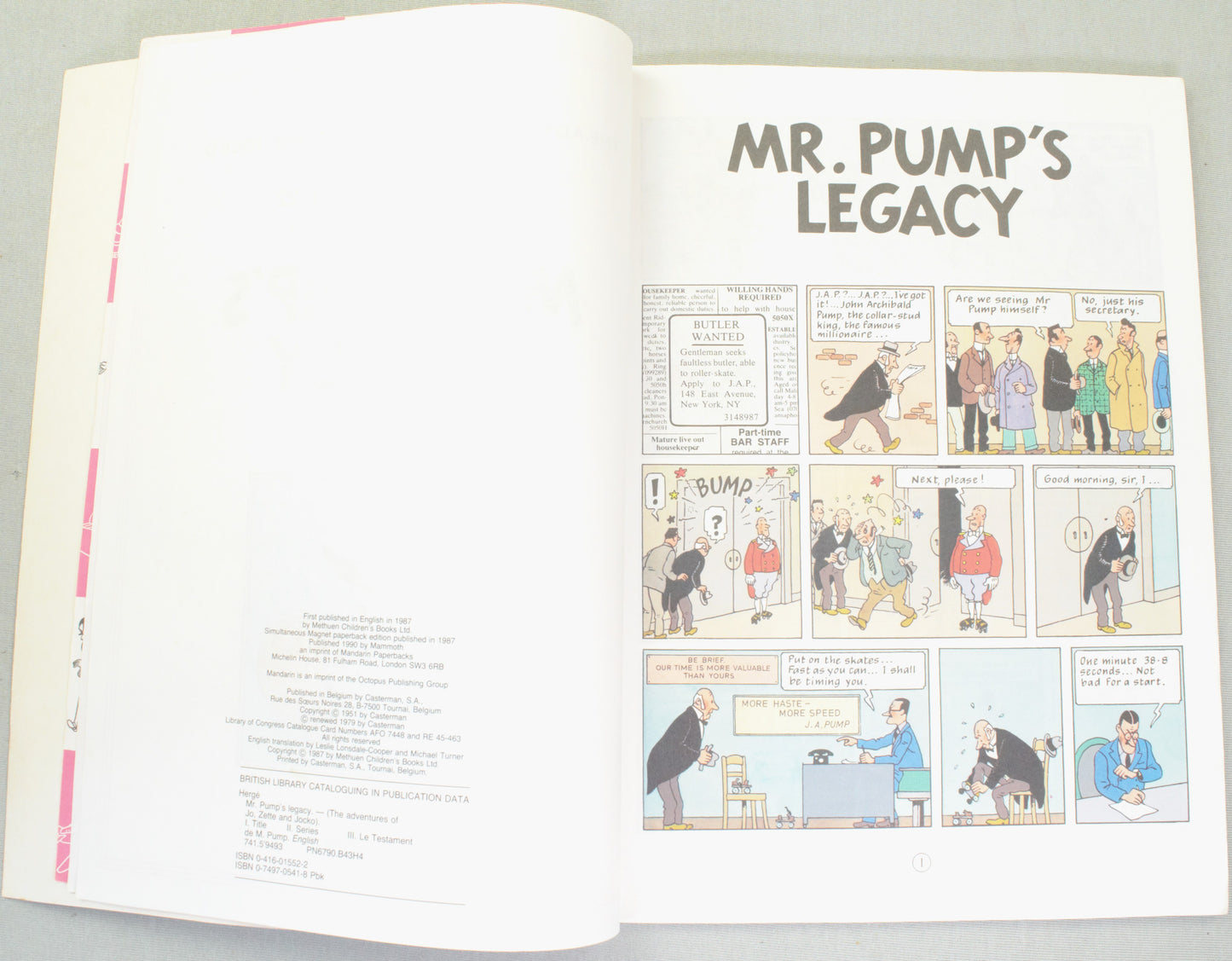 Jo, Zette and Jocko Mr Pump's Legacy P1 - Mammoth 1987 UK Paperback Edition