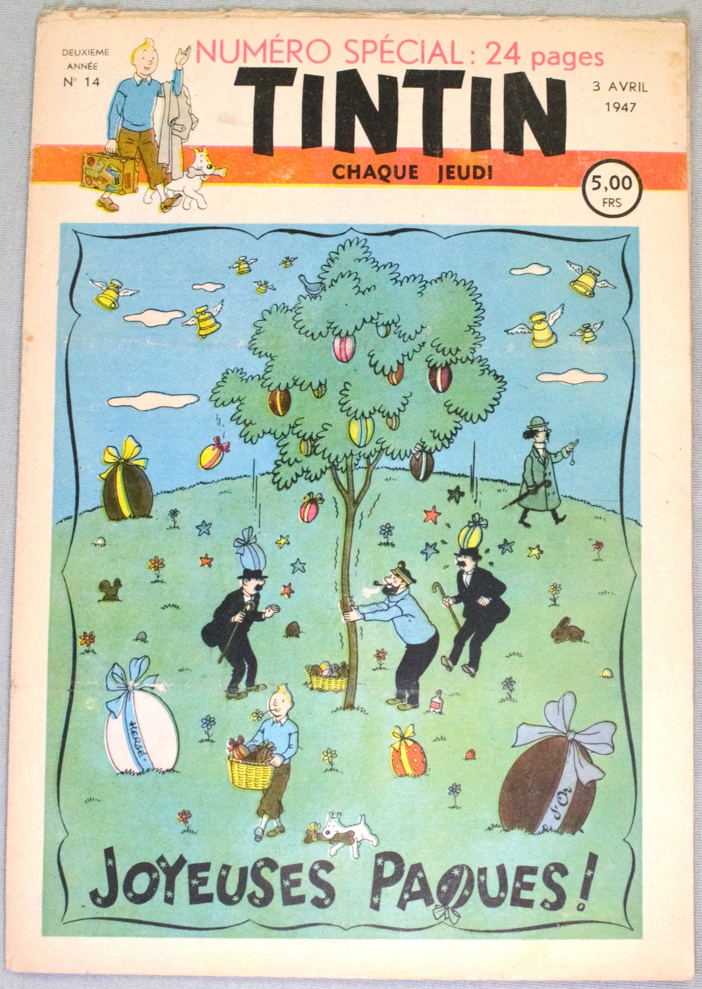 JOURNAL TINTIN Issue 14 1947 Herge Cover Edition Originale Vintage Comic EO