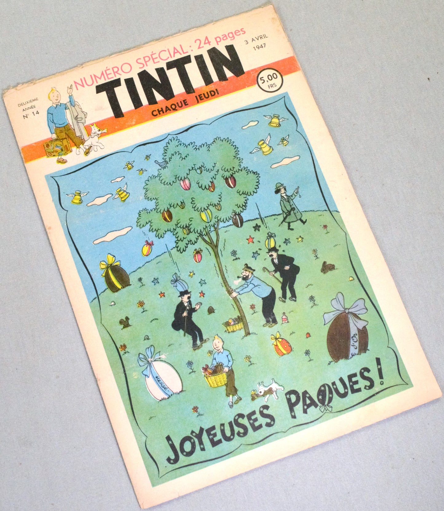 JOURNAL TINTIN Issue 14 1947 Herge Cover Edition Originale Vintage Comic EO
