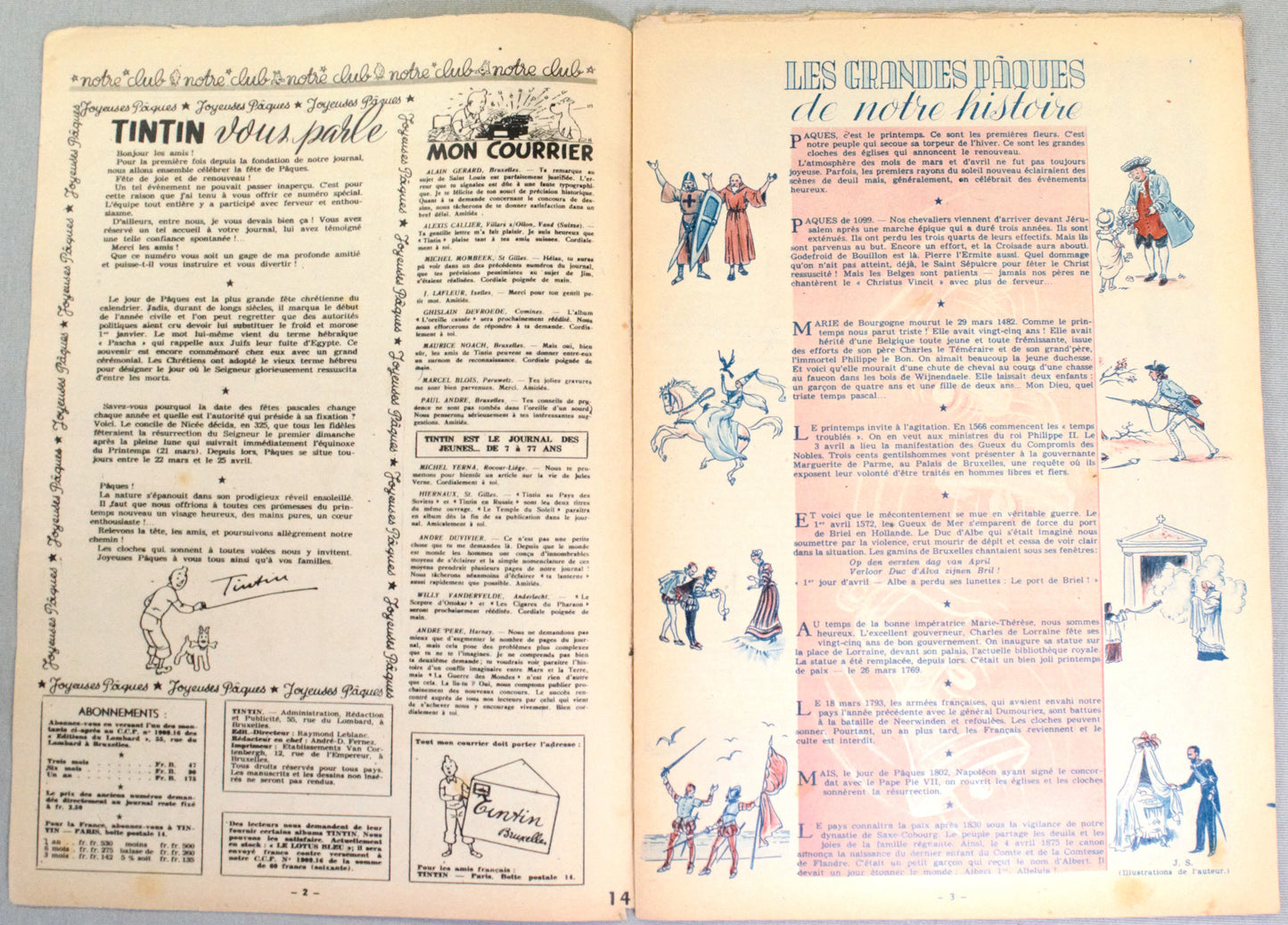 JOURNAL TINTIN Issue 14 1947 Herge Cover Edition Originale Vintage Comic EO