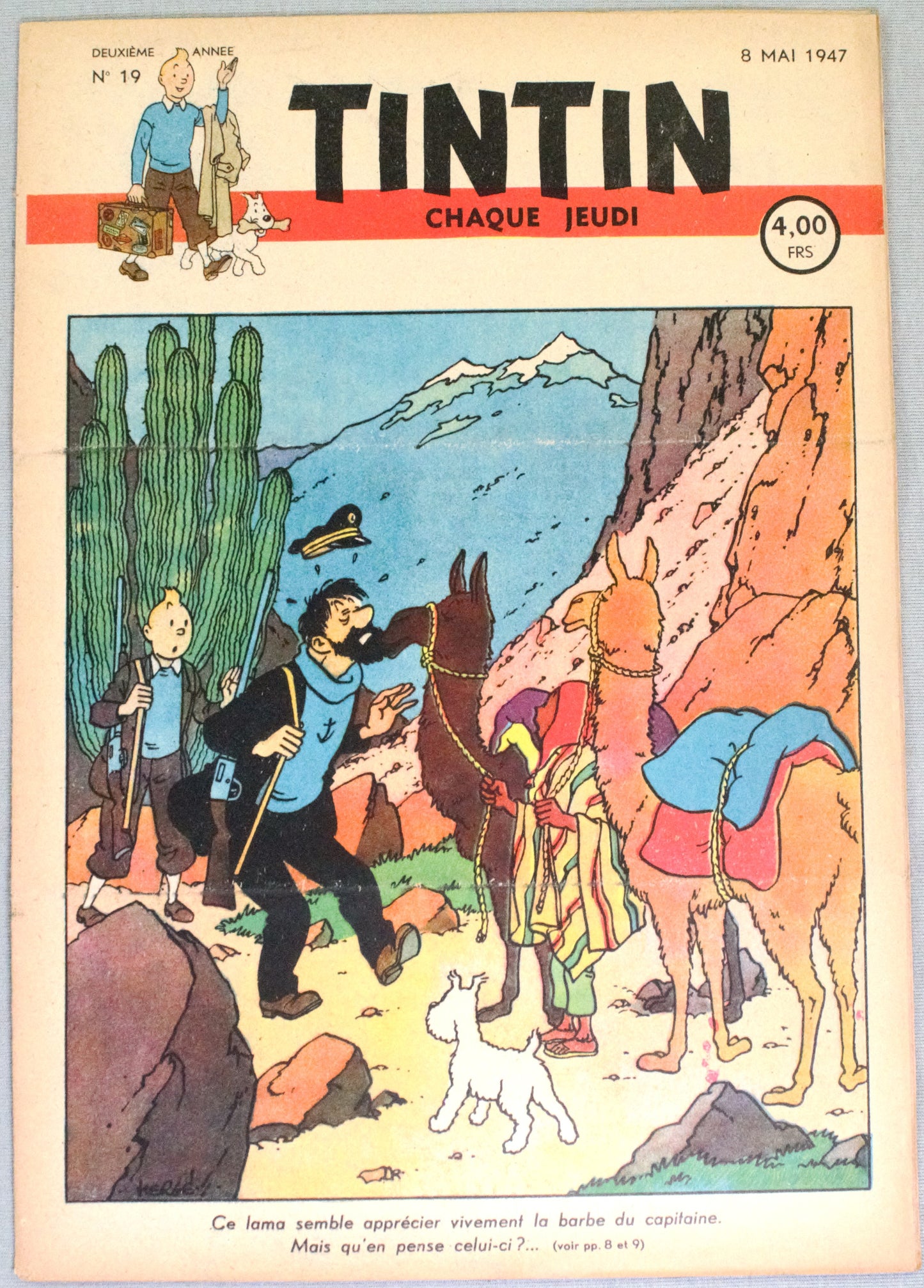 Journal Tintin Issue 19 1947 Herge Cover Edition Originale Vintage Comic EO Couverture