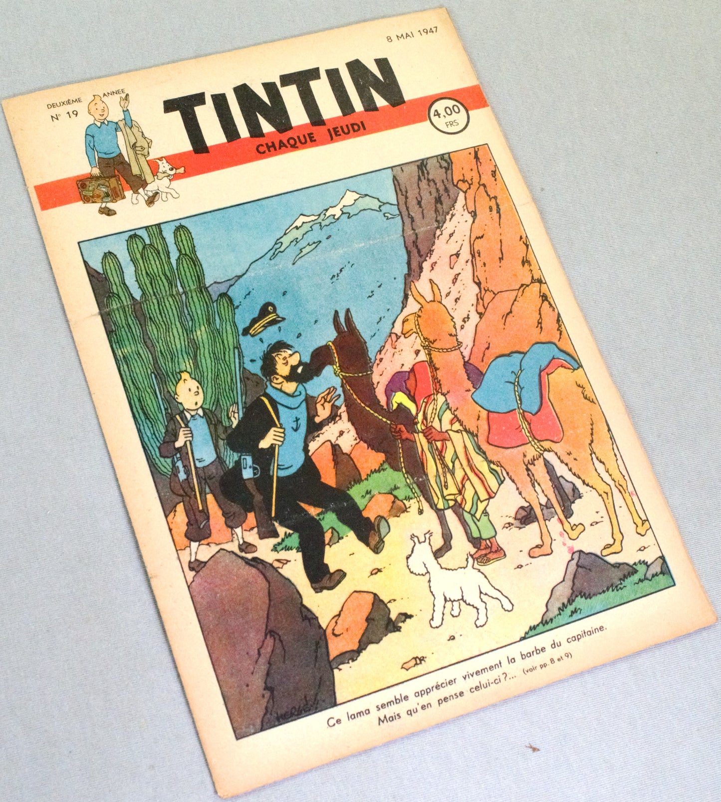 Journal Tintin Issue 19 1947 Herge Cover Edition Originale Vintage Comic EO Couverture