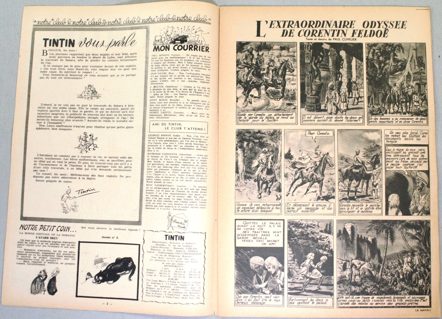 Journal Tintin Issue 19 1947 Herge Cover Edition Originale Vintage Comic EO Couverture