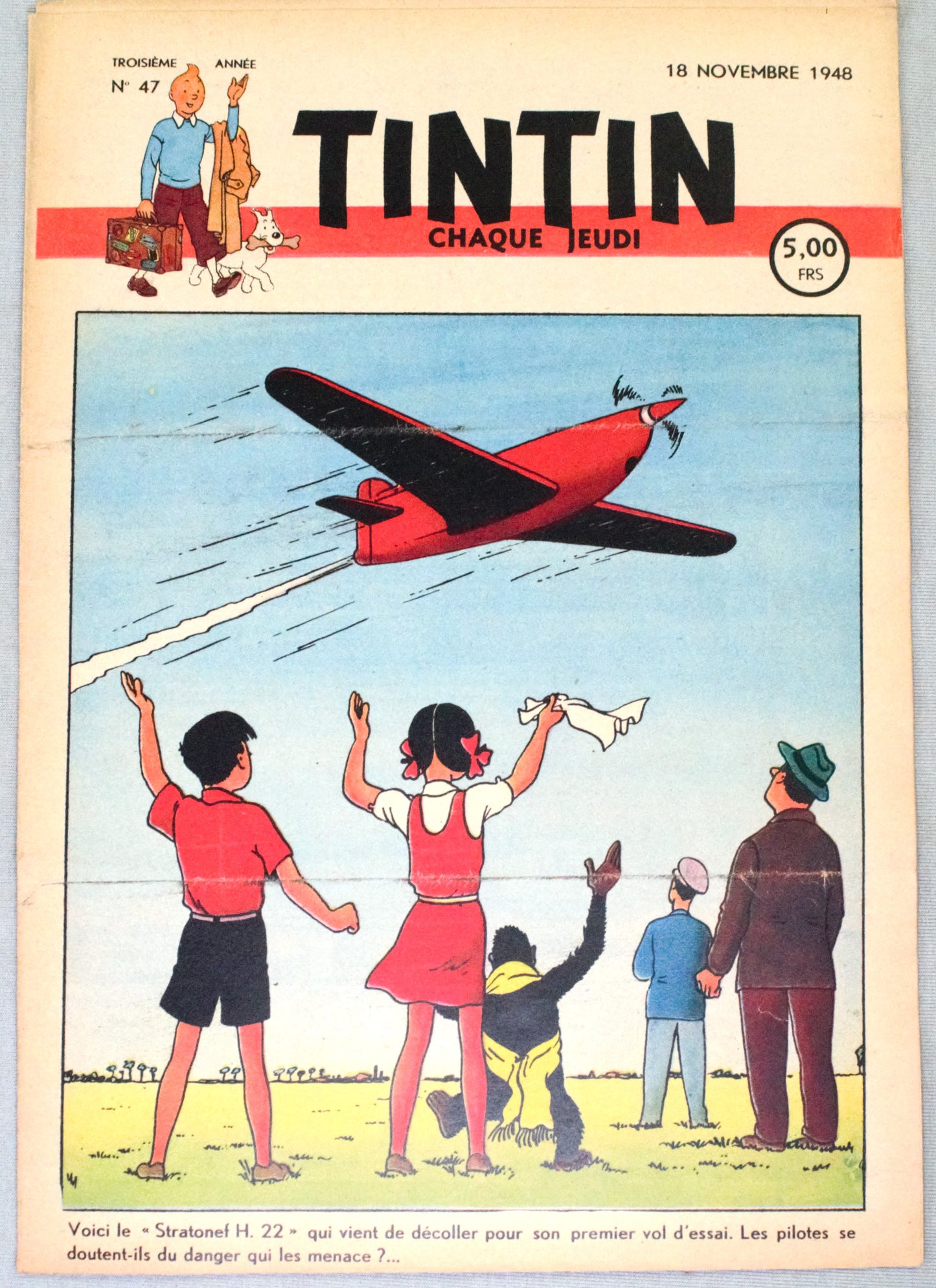 JOURNAL TINTIN Issue 47: 1948 Herge Cover Edition Vintage Comic EO Couverture