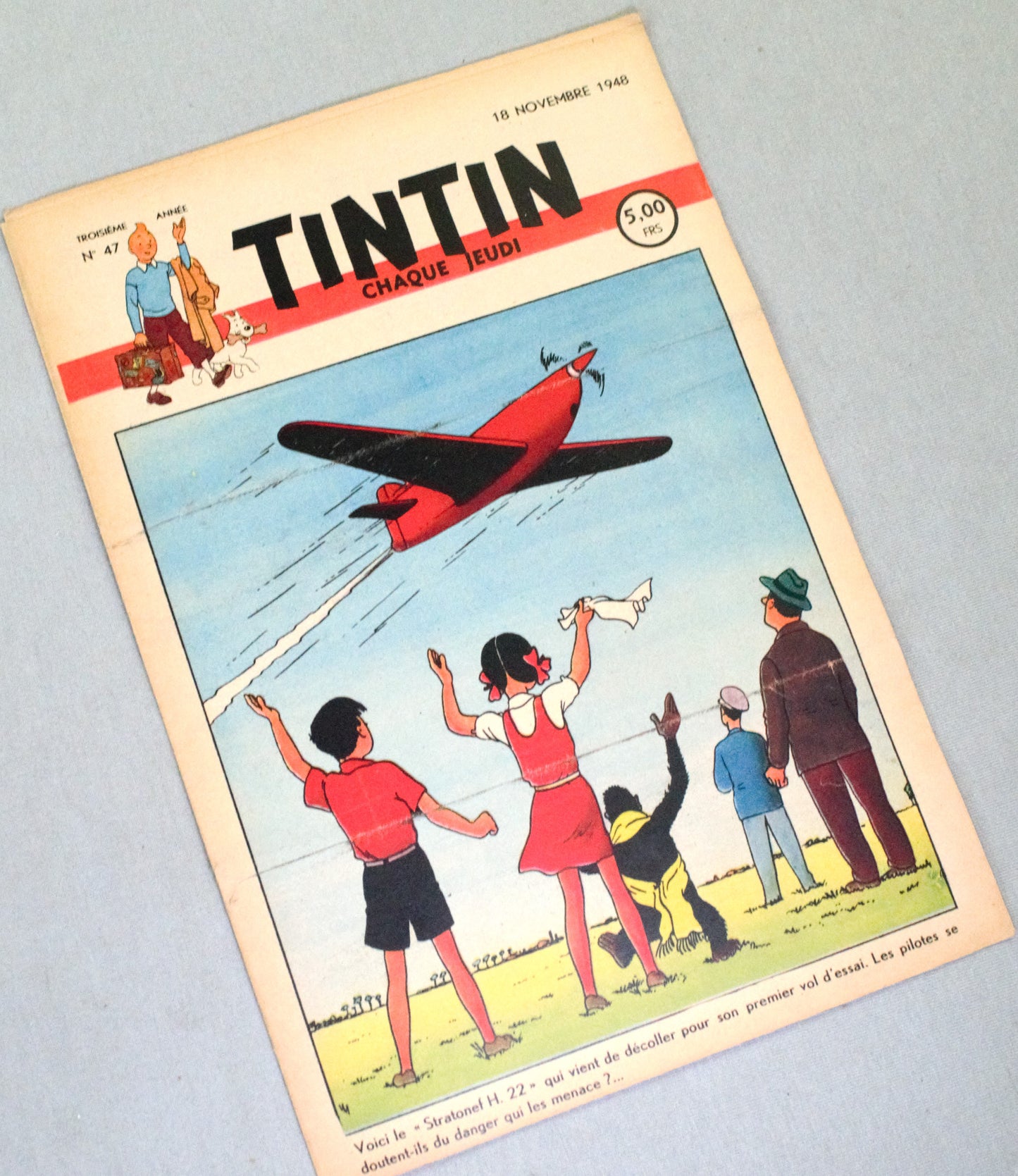 JOURNAL TINTIN Issue 47: 1948 Herge Cover Edition Vintage Comic EO Couverture