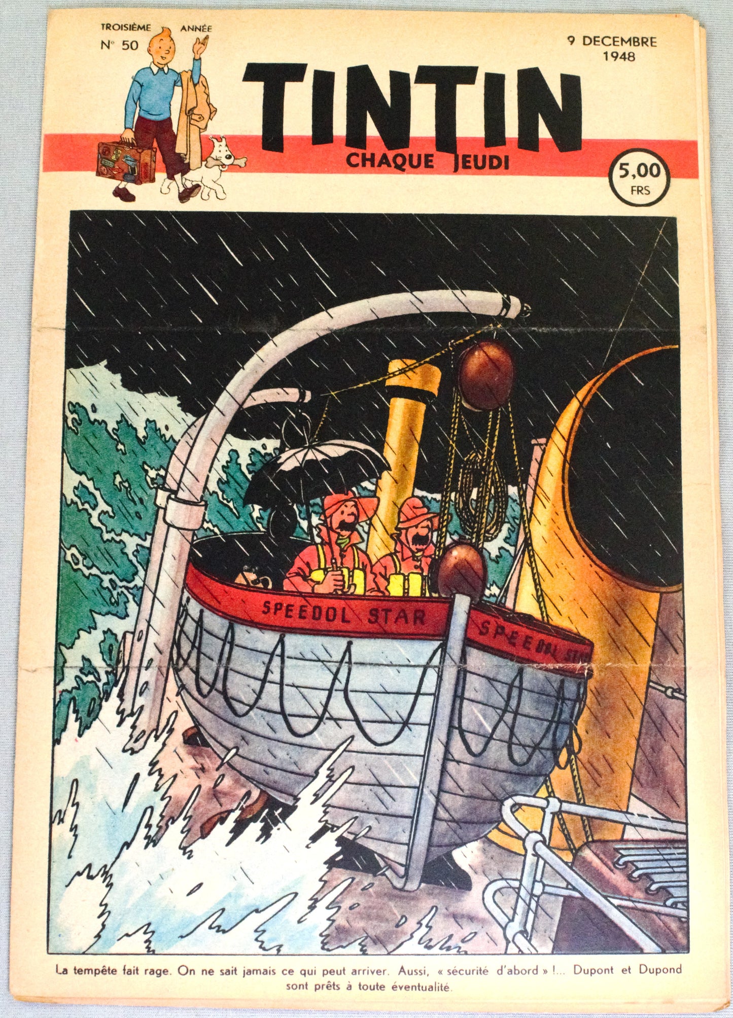 Journal Tintin Issue 50: 1948 Herge Cover Edition Vintage Comic EO Couverture