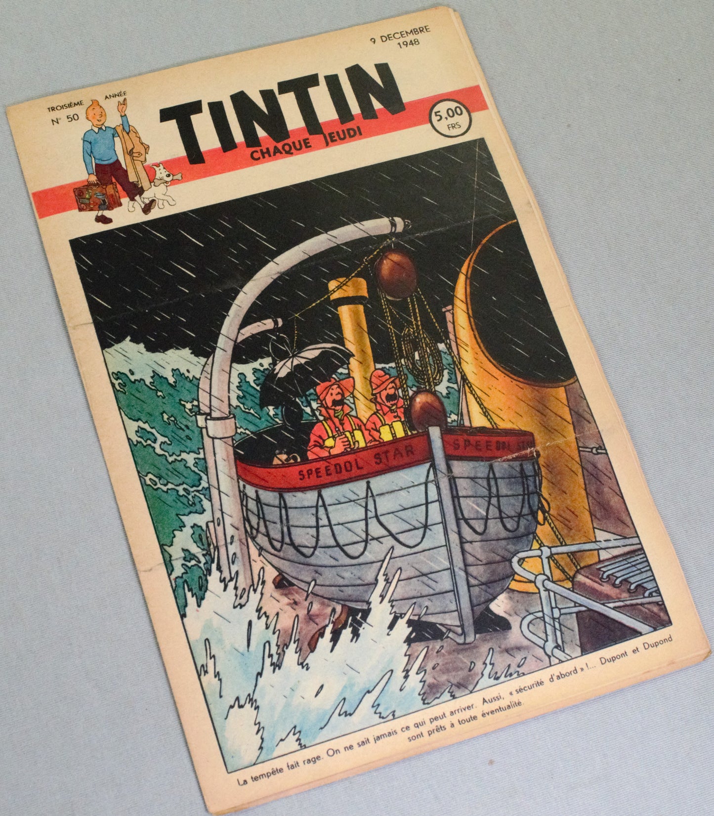 Journal Tintin Issue 50: 1948 Herge Cover Edition Vintage Comic EO Couverture