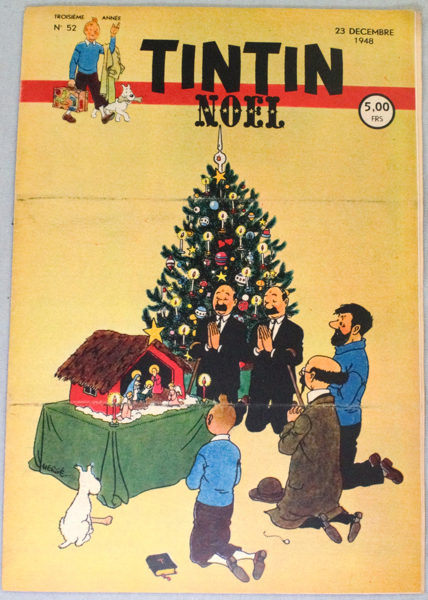 JOURNAL TINTIN Issue 52: 1948 Herge Christmas Cover Edition Vintage Comic EO Couverture