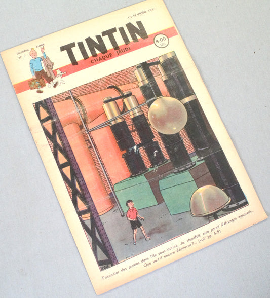 Journal Tintin Issue 7: 1947 Herge Cover Edition HB Vintage Comic EO Couverture