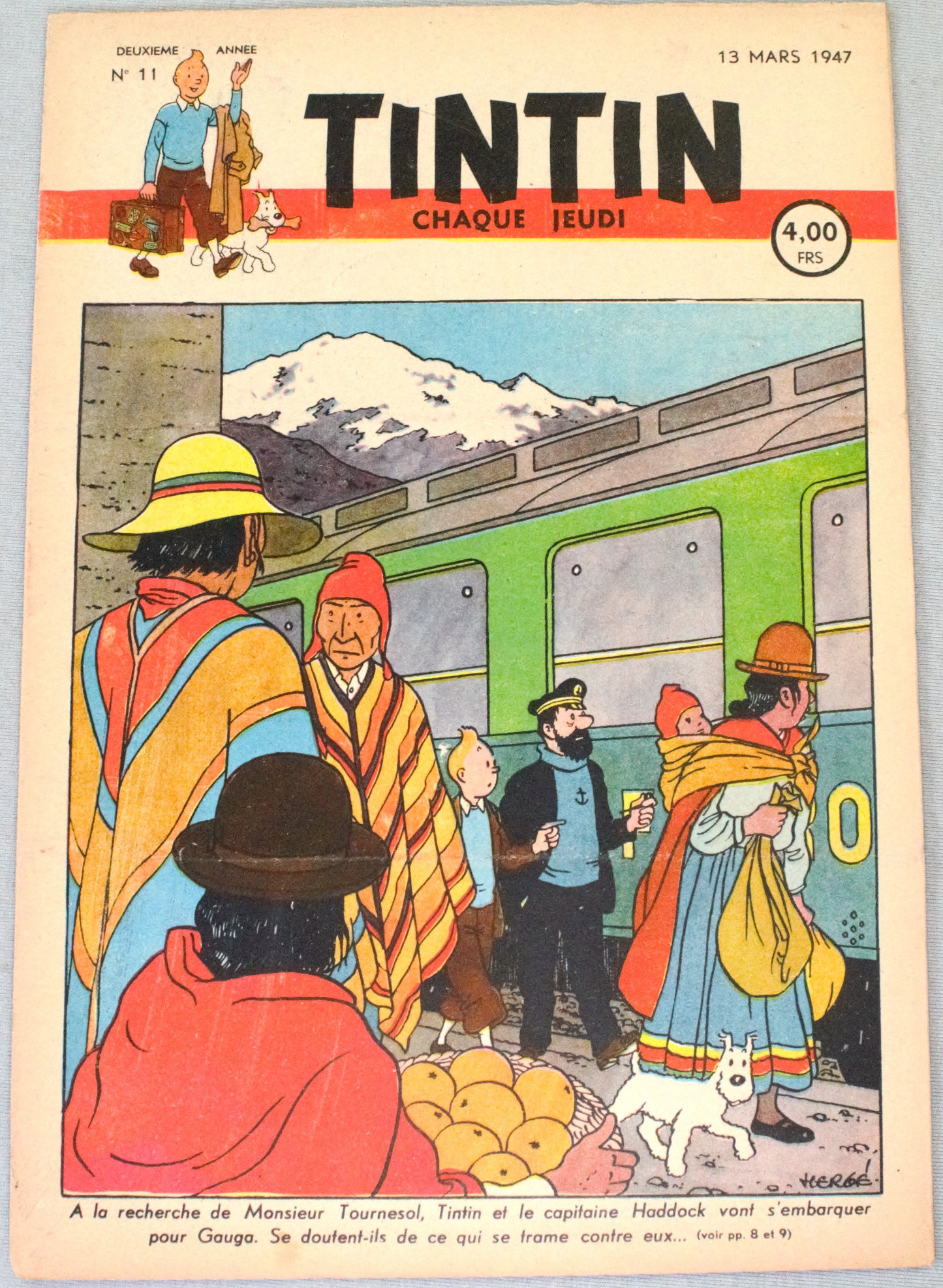 Journal Tintin Issue 11: 1947 Herge Cover Edition Originale Vintage Comic EO