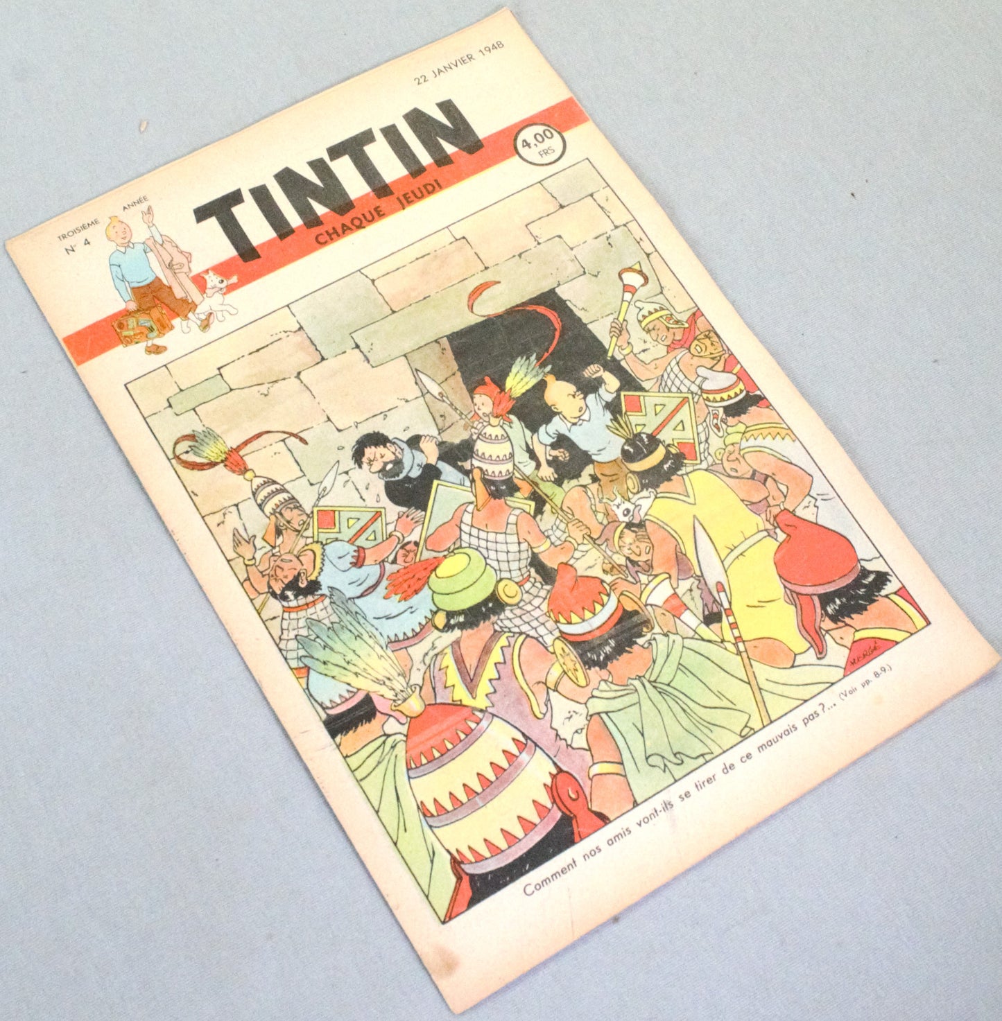 Journal Tintin Issue 4: 1948 Herge Cover Edition Vintage Comic EO Couverture