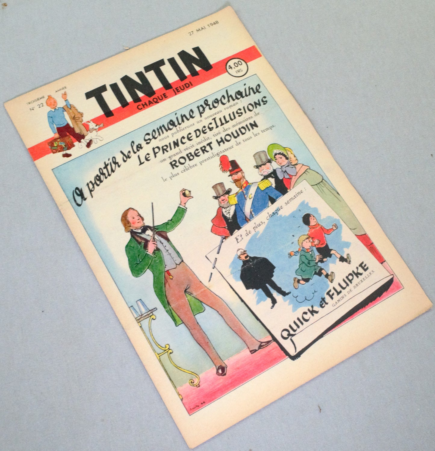 Journal Tintin Issue 22: 1948 Herge Cover Edition Vintage Comic EO Couverture