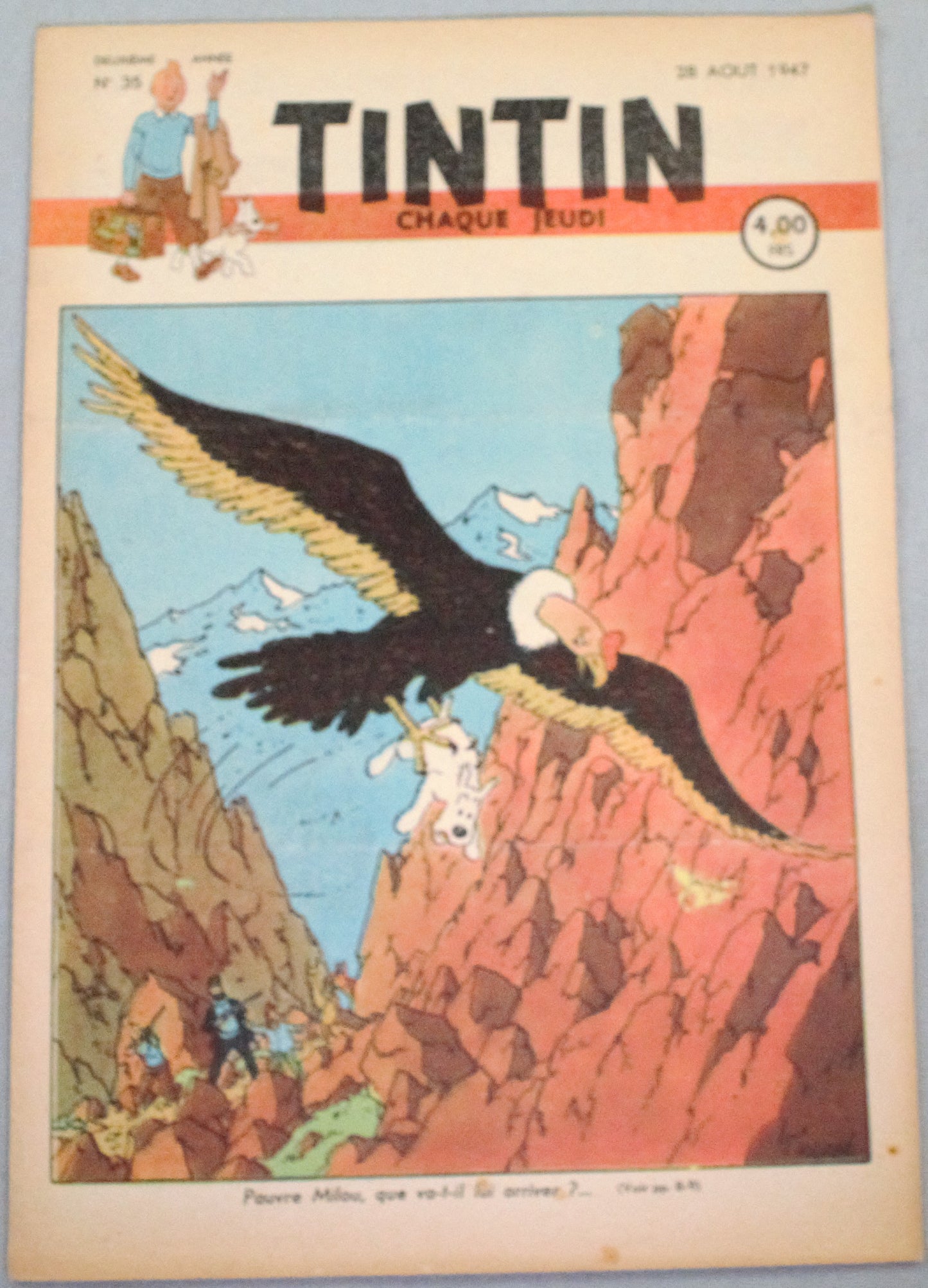 Journal Tintin Issue 35: 1947 Herge Cover Edition Originale Vintage Comic EO